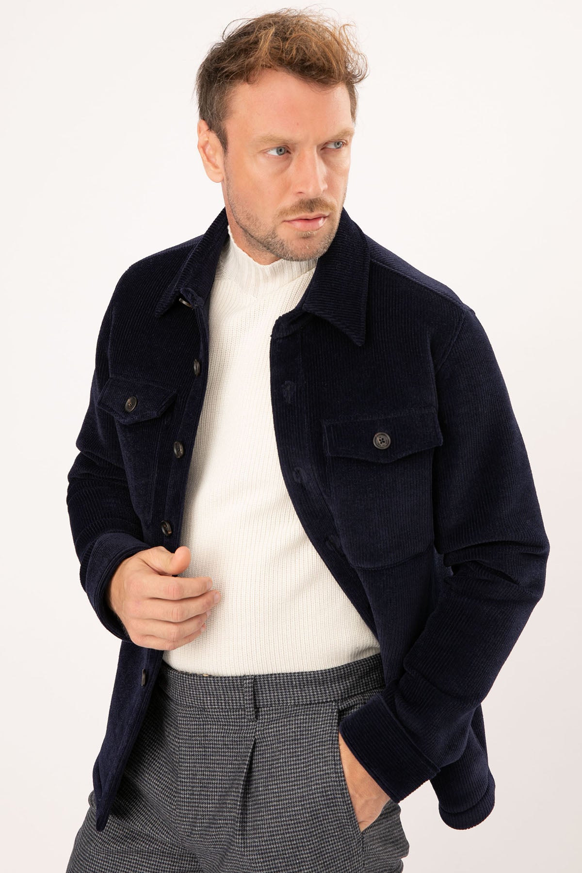 Manuel Ritz Fitilli Kadife Gömlek Ceket-Libas Trendy Fashion Store