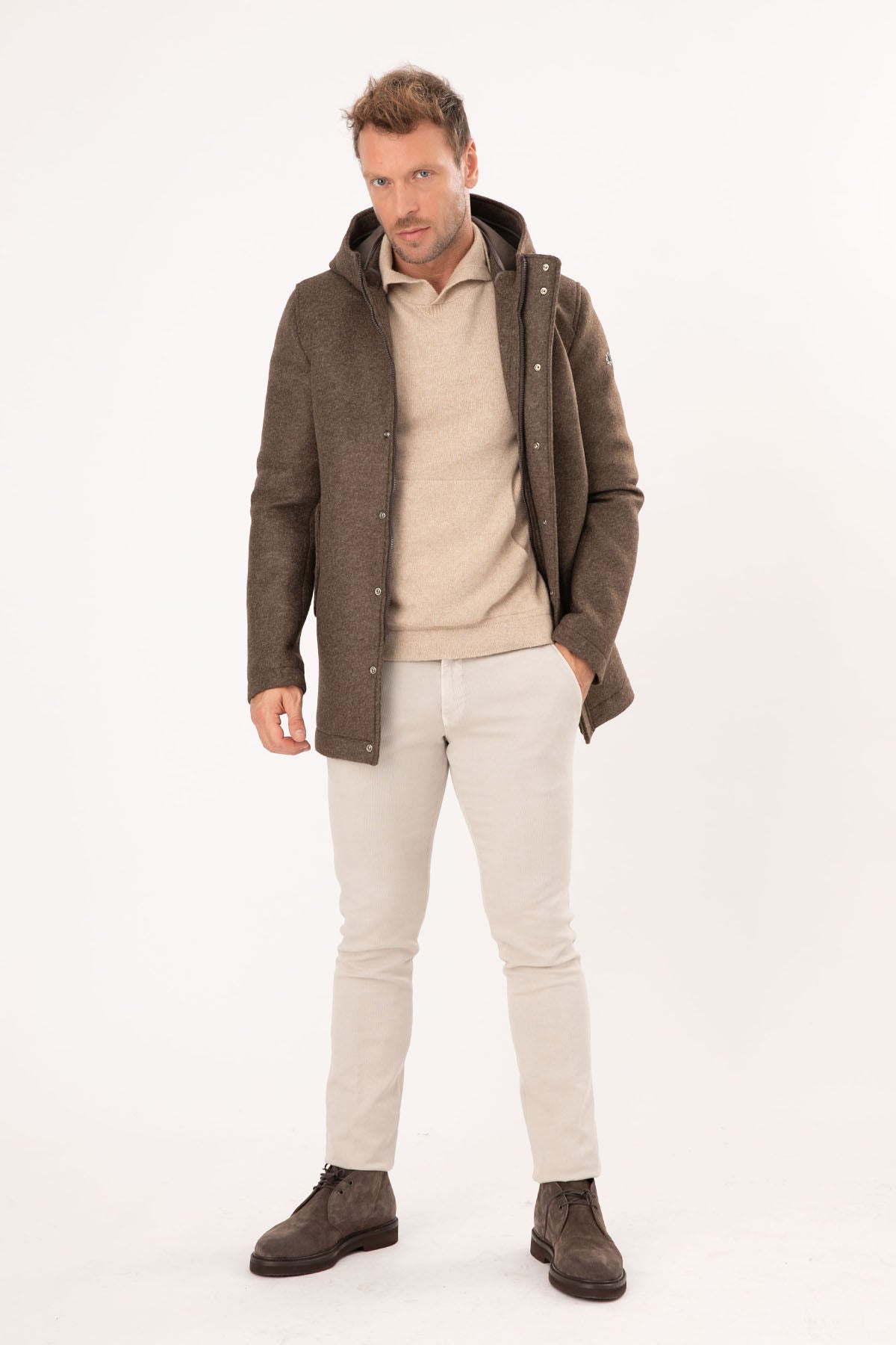 Manuel Ritz Kapüşonlu Yün Kaban-Libas Trendy Fashion Store