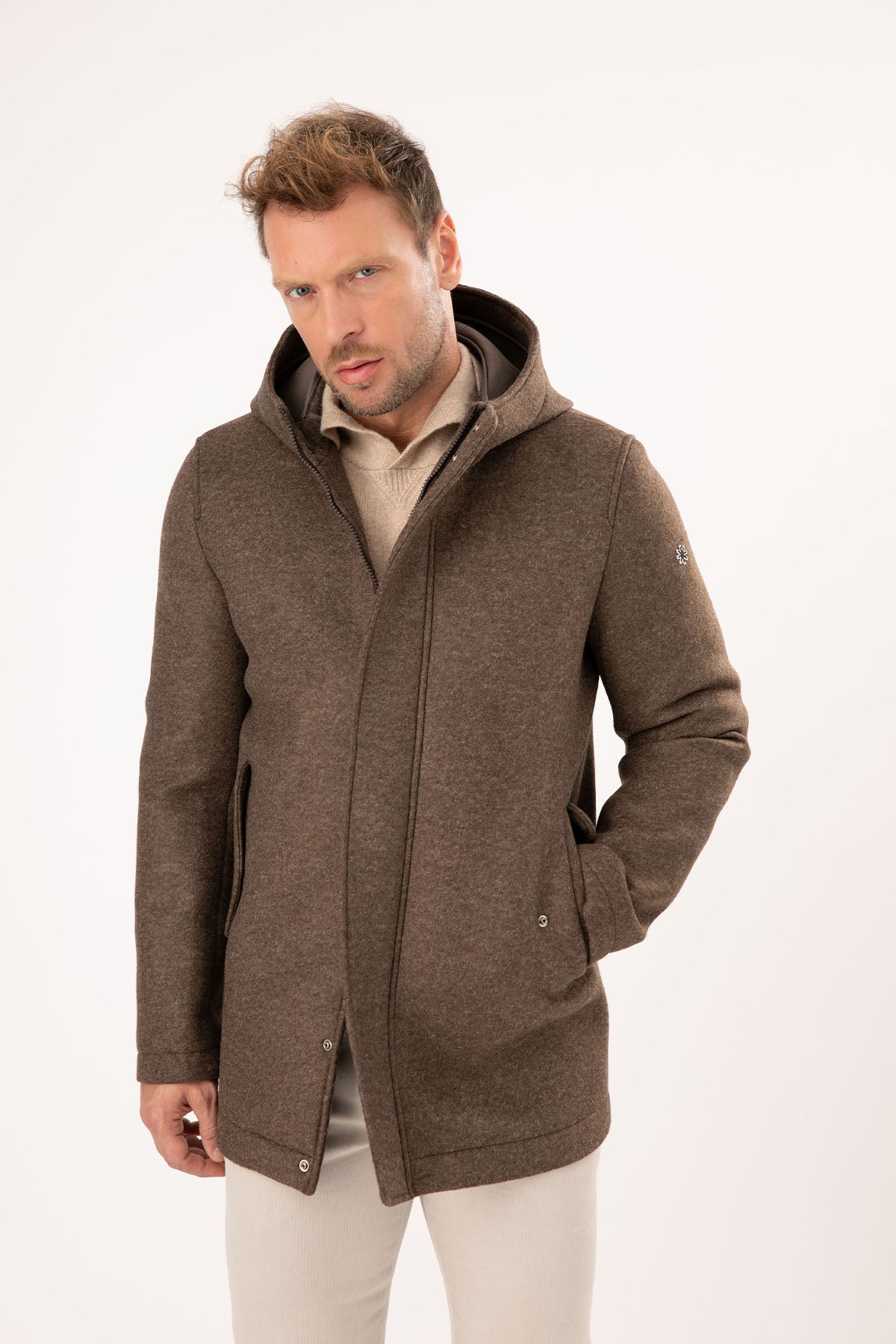 Manuel Ritz Kapüşonlu Yün Kaban-Libas Trendy Fashion Store