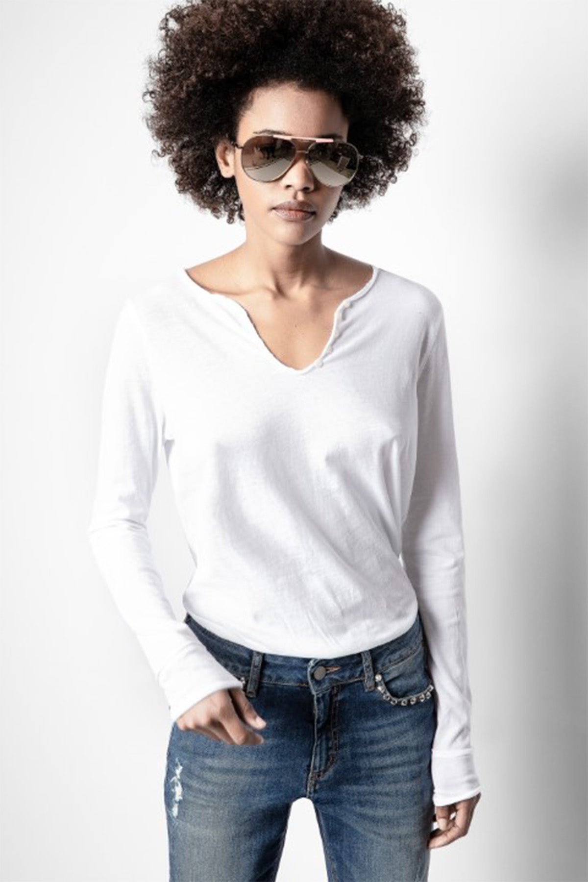 Zadig & Voltaire Kuru Kafa Desenli Uzun Kollu T-shirt-Libas Trendy Fashion Store