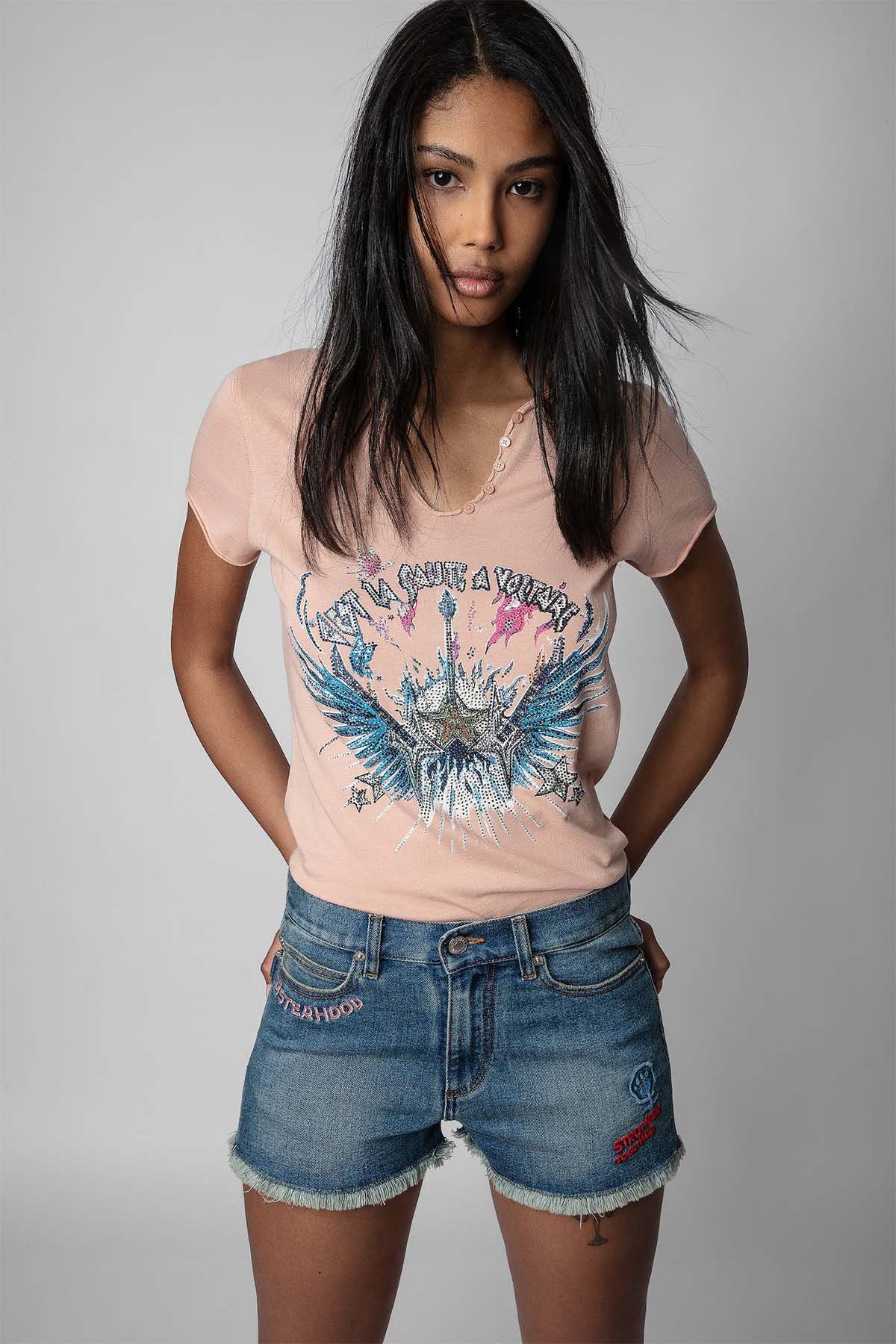 Zadig & Voltaire V Yaka Logolu T-shirt-Libas Trendy Fashion Store