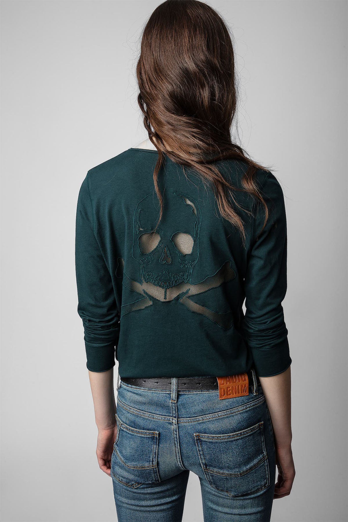 Zadig & Voltaire Yakma Kuru Kafa Desenli Uzun Kollu T-shirt-Libas Trendy Fashion Store