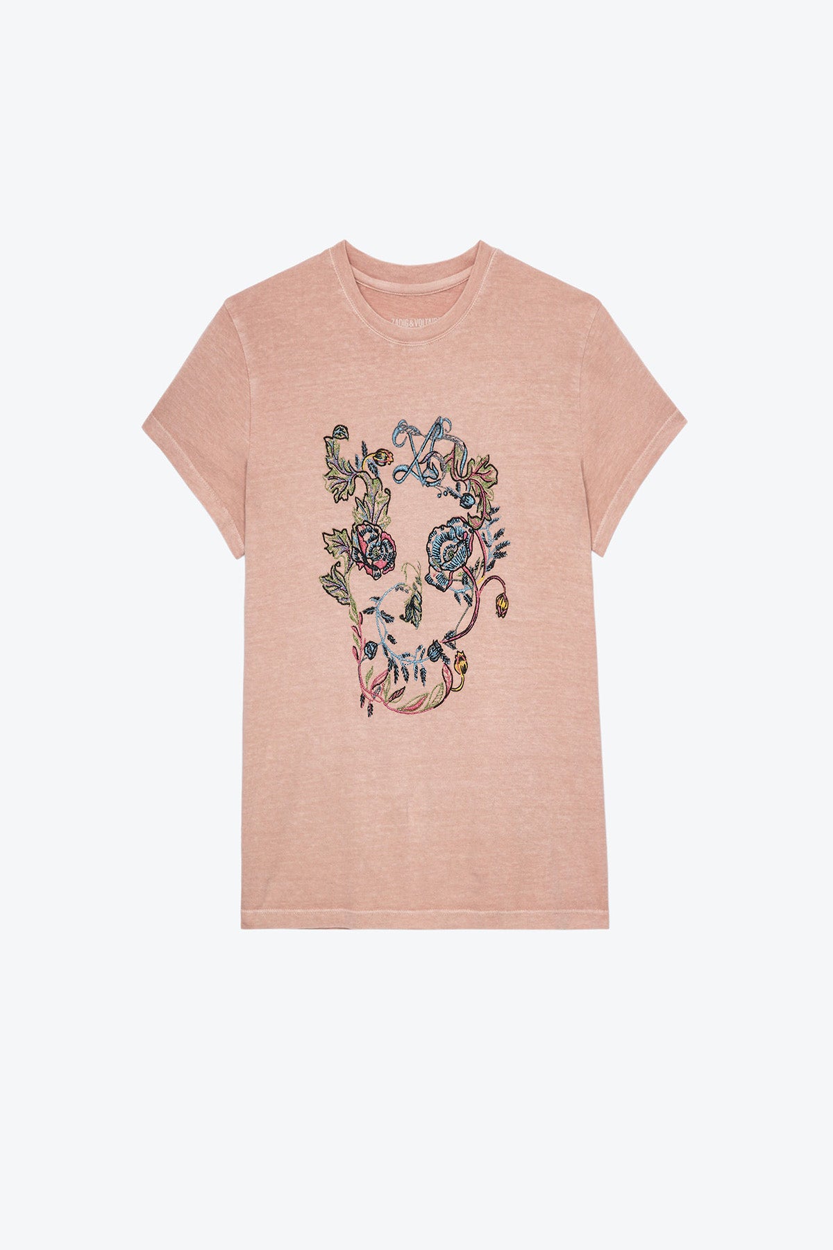 Zadig & Voltaire Nakış Çiçekli Kuru Kafa Desenli T-shirt-Libas Trendy Fashion Store