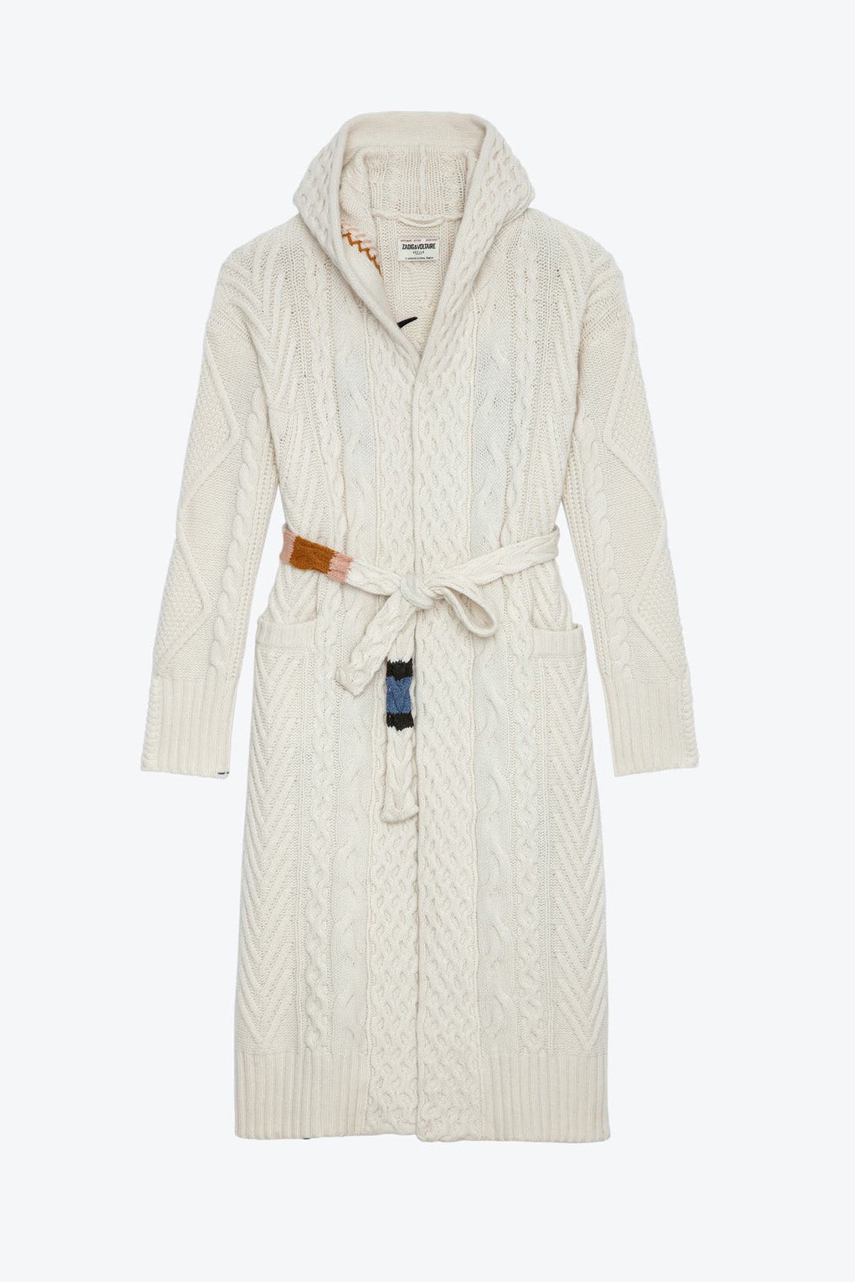 Zadig & Voltaire Kapüşonlu Kuşaklı Yün Örgü Uzun Triko Ceket-Libas Trendy Fashion Store