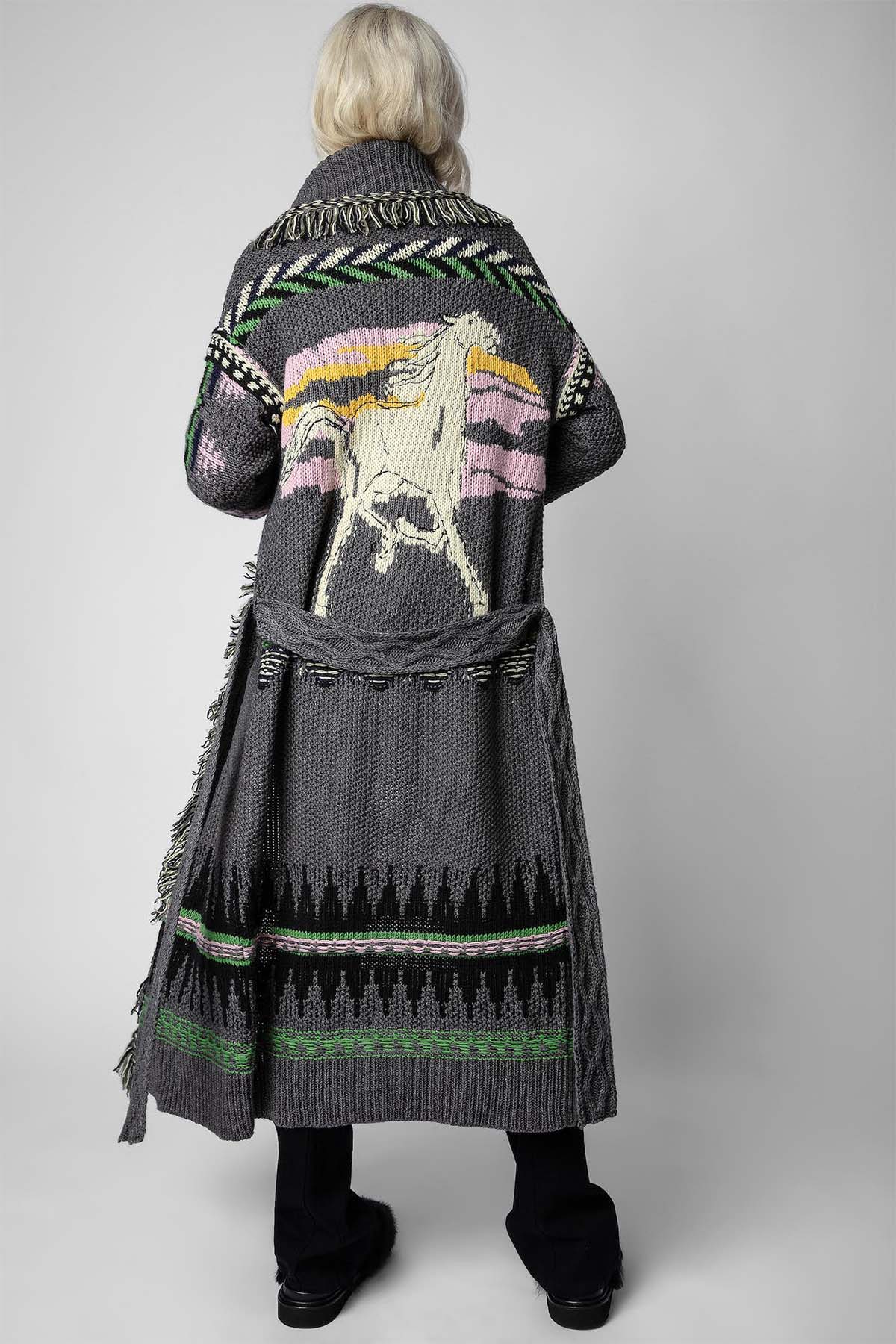 Zadig & Voltaire Kuşaklı Yün Örgü Uzun Triko Ceket-Libas Trendy Fashion Store