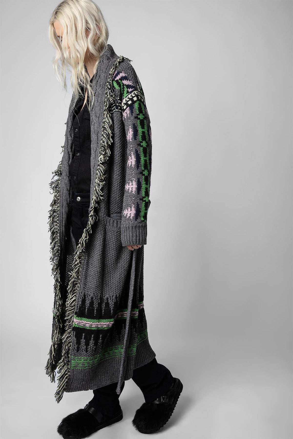 Zadig & Voltaire Kuşaklı Yün Örgü Uzun Triko Ceket-Libas Trendy Fashion Store