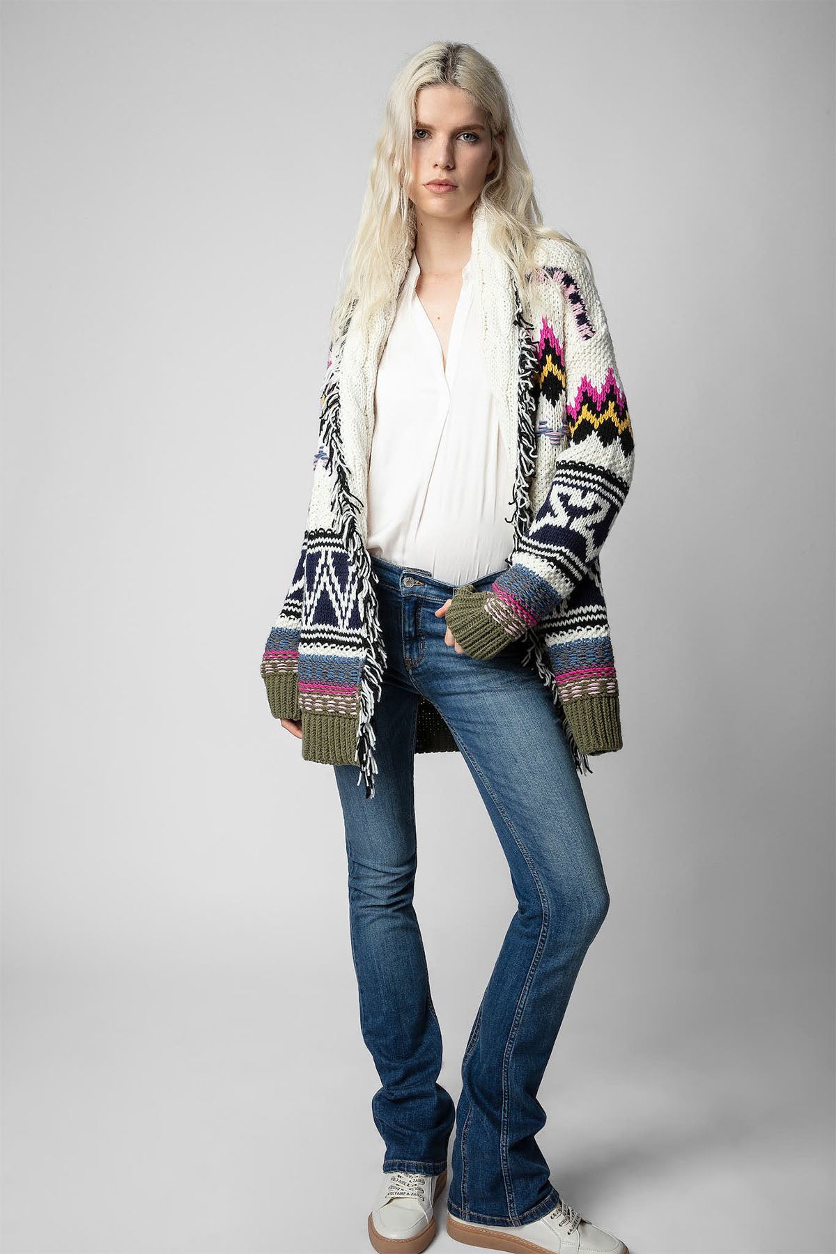 Zadig & Voltaire Şal Yaka Desenli Yün Örgü Triko Ceket-Libas Trendy Fashion Store