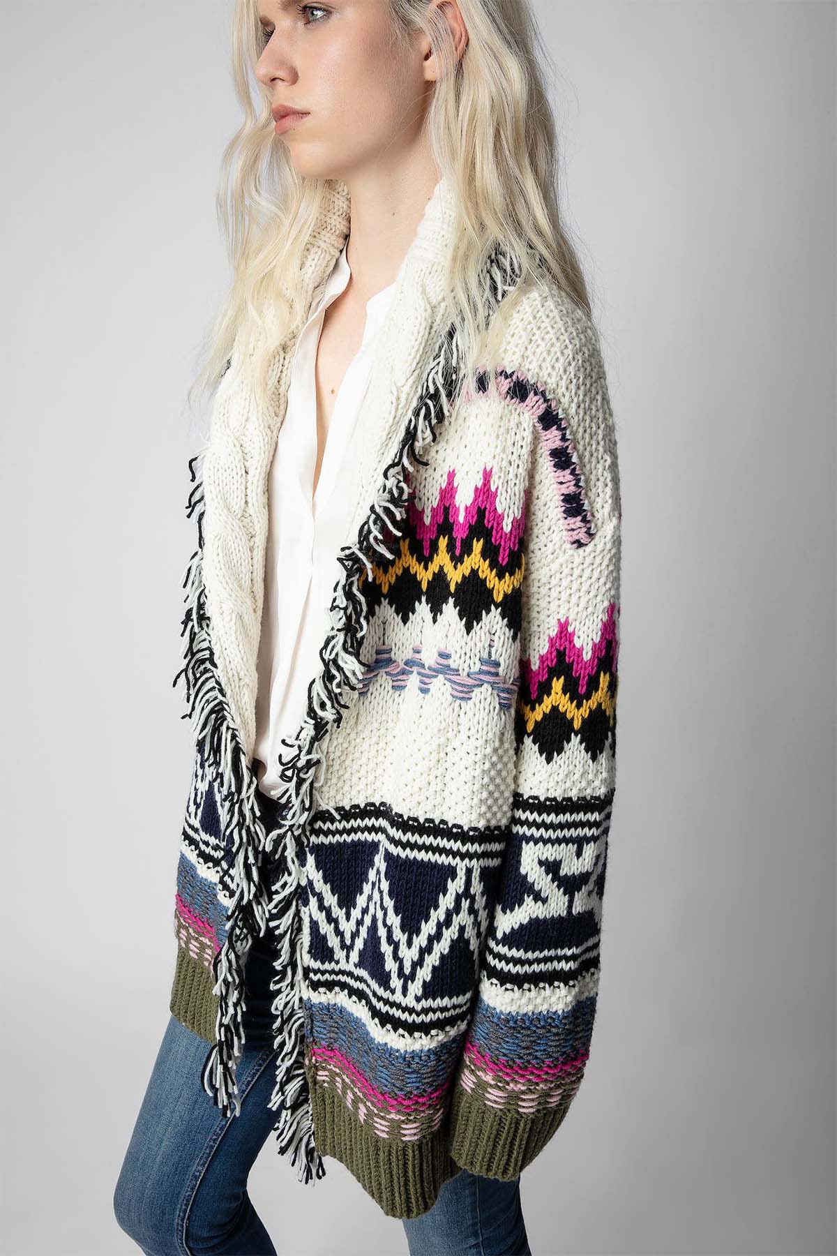 Zadig & Voltaire Şal Yaka Desenli Yün Örgü Triko Ceket-Libas Trendy Fashion Store