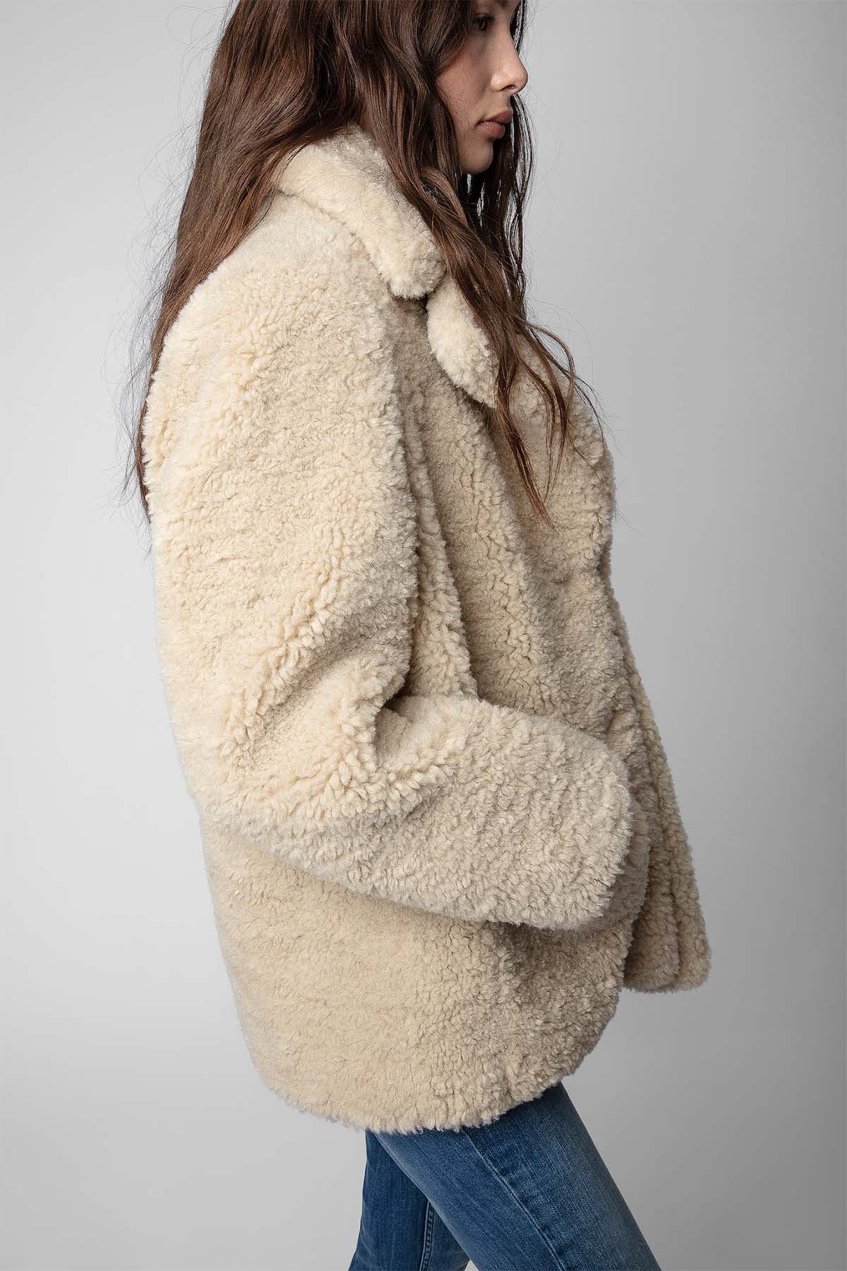 Zadig & Voltaire Çiçek Nakışlı Kuru Kafa Desenli Peluş Kaban-Libas Trendy Fashion Store