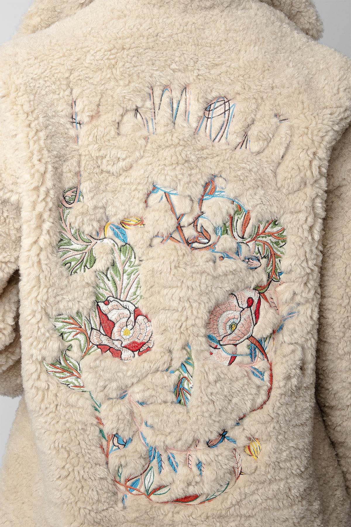 Zadig & Voltaire Çiçek Nakışlı Kuru Kafa Desenli Peluş Kaban-Libas Trendy Fashion Store