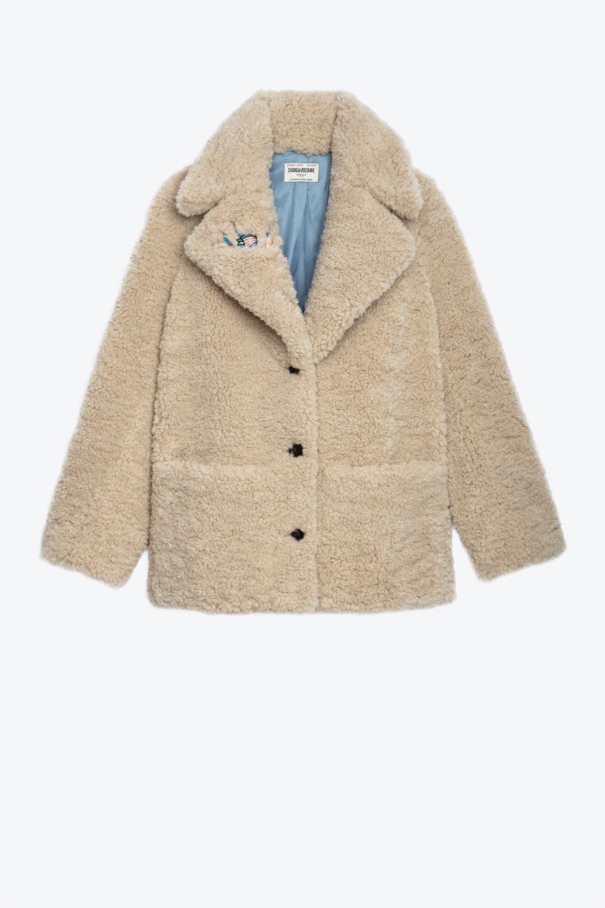 Zadig & Voltaire Çiçek Nakışlı Kuru Kafa Desenli Peluş Kaban-Libas Trendy Fashion Store