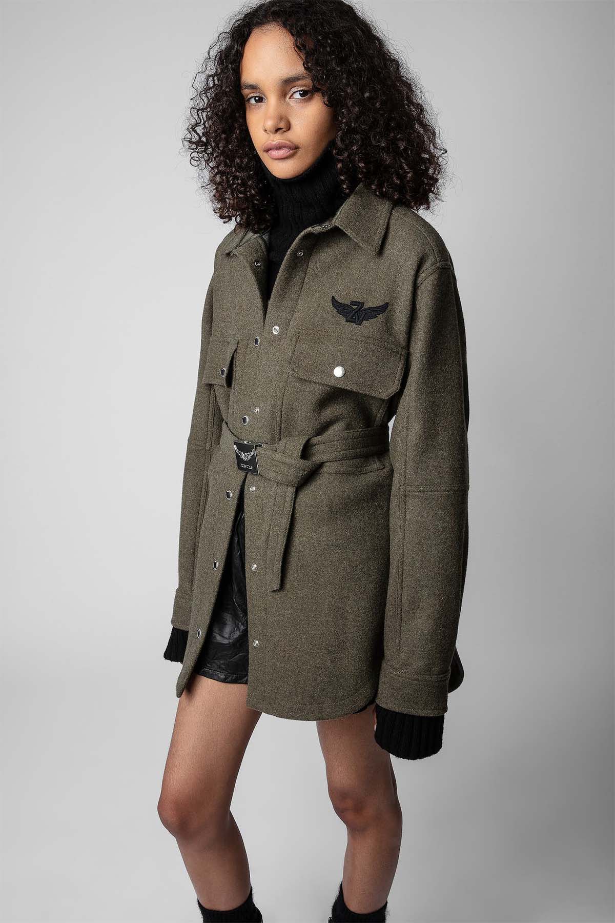 Zadig & Voltaire Logolu Kemerli Yün Kaban-Libas Trendy Fashion Store