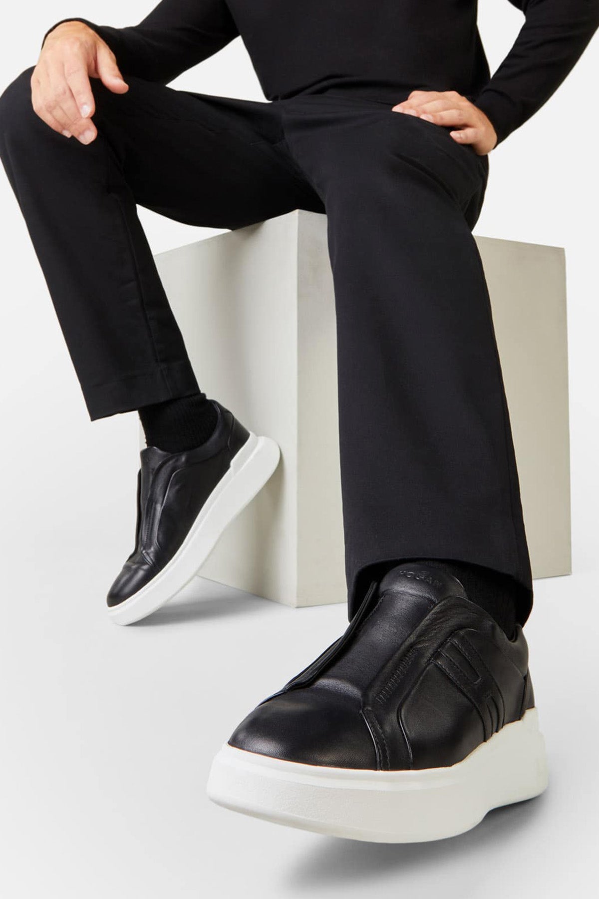 Hogan H580 Bağcıksız Lastikli Deri Sneaker Ayakkabı-Libas Trendy Fashion Store