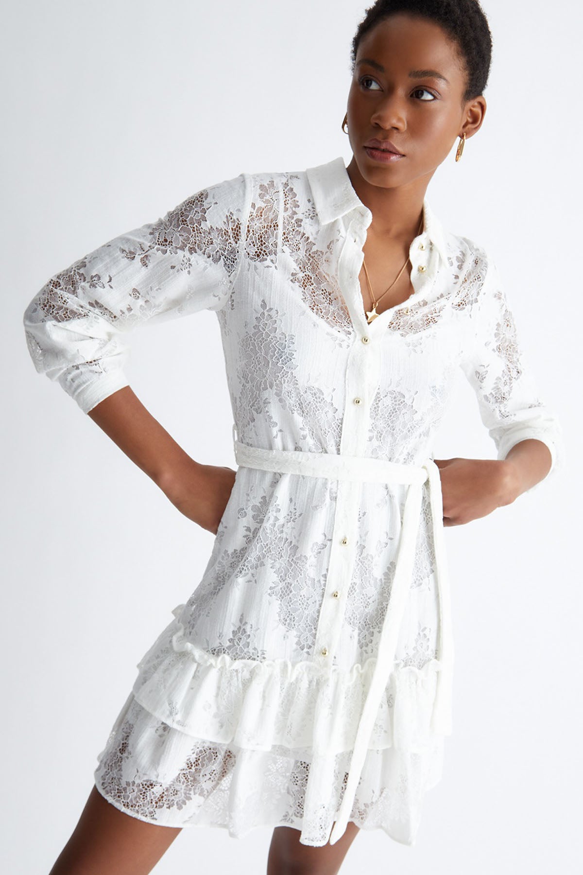 Liu Jo Fistolu Belden Kuşaklı Mini Gömlek Elbise-Libas Trendy Fashion Store