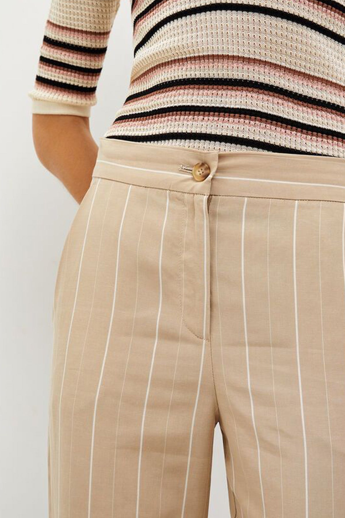 Liu Jo Çizgili Ketenli Pantolon-Libas Trendy Fashion Store