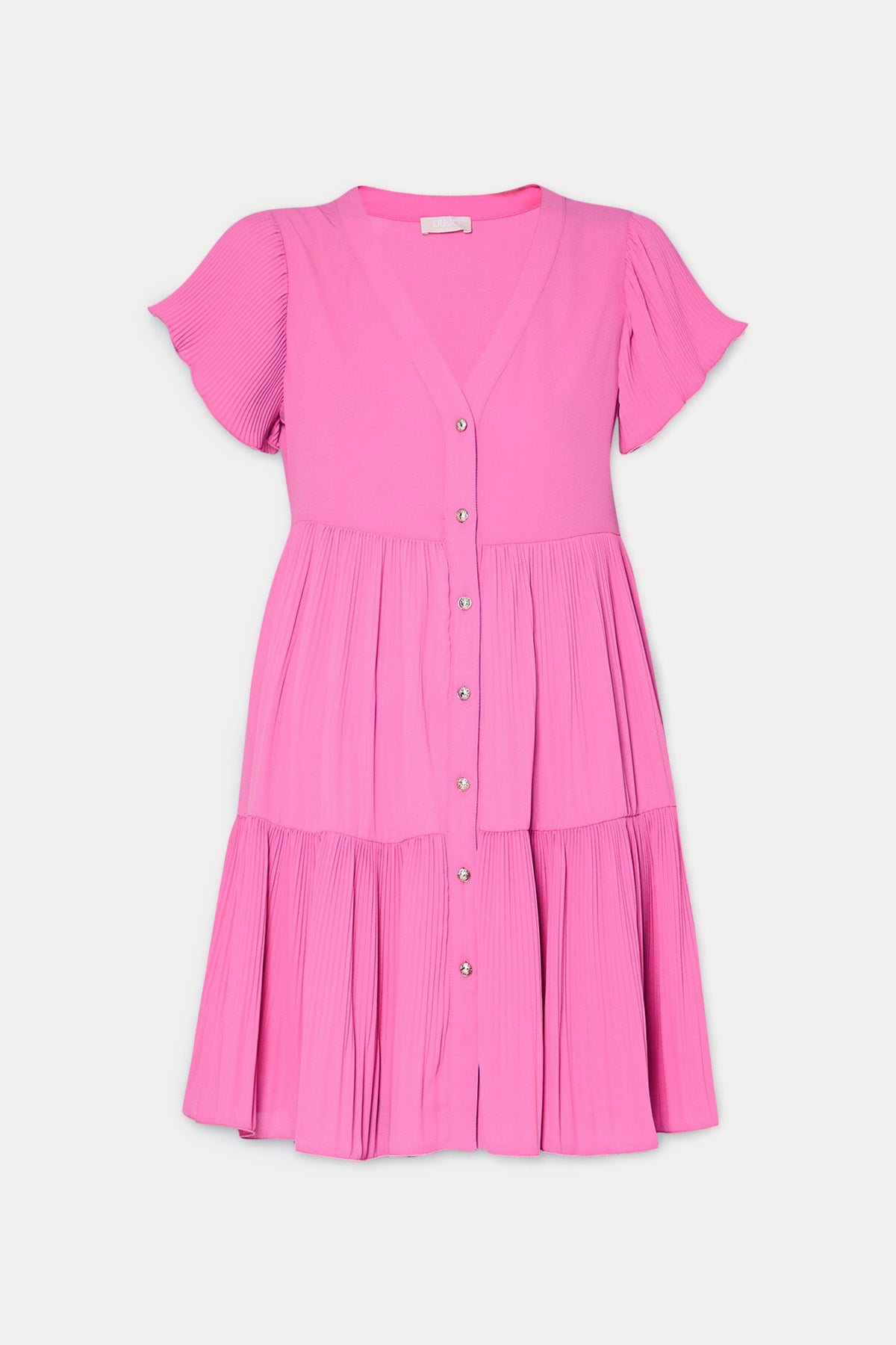 Liu Jo V Yaka Piliseli Mini Elbise-Libas Trendy Fashion Store