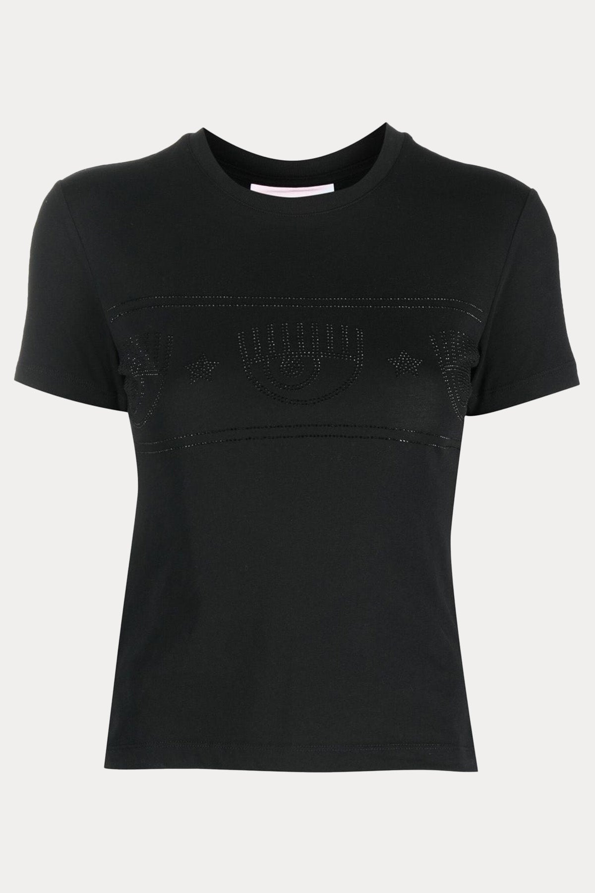 Chiara Ferragni Taş Aksesuarlı Yuvarlak Yaka Logolu T-shirt-Libas Trendy Fashion Store