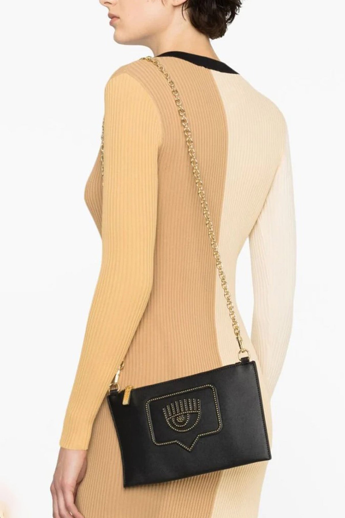 Chiara Ferragni Troklu Göz Logolu Zincir Askılı Clutch Çanta-Libas Trendy Fashion Store