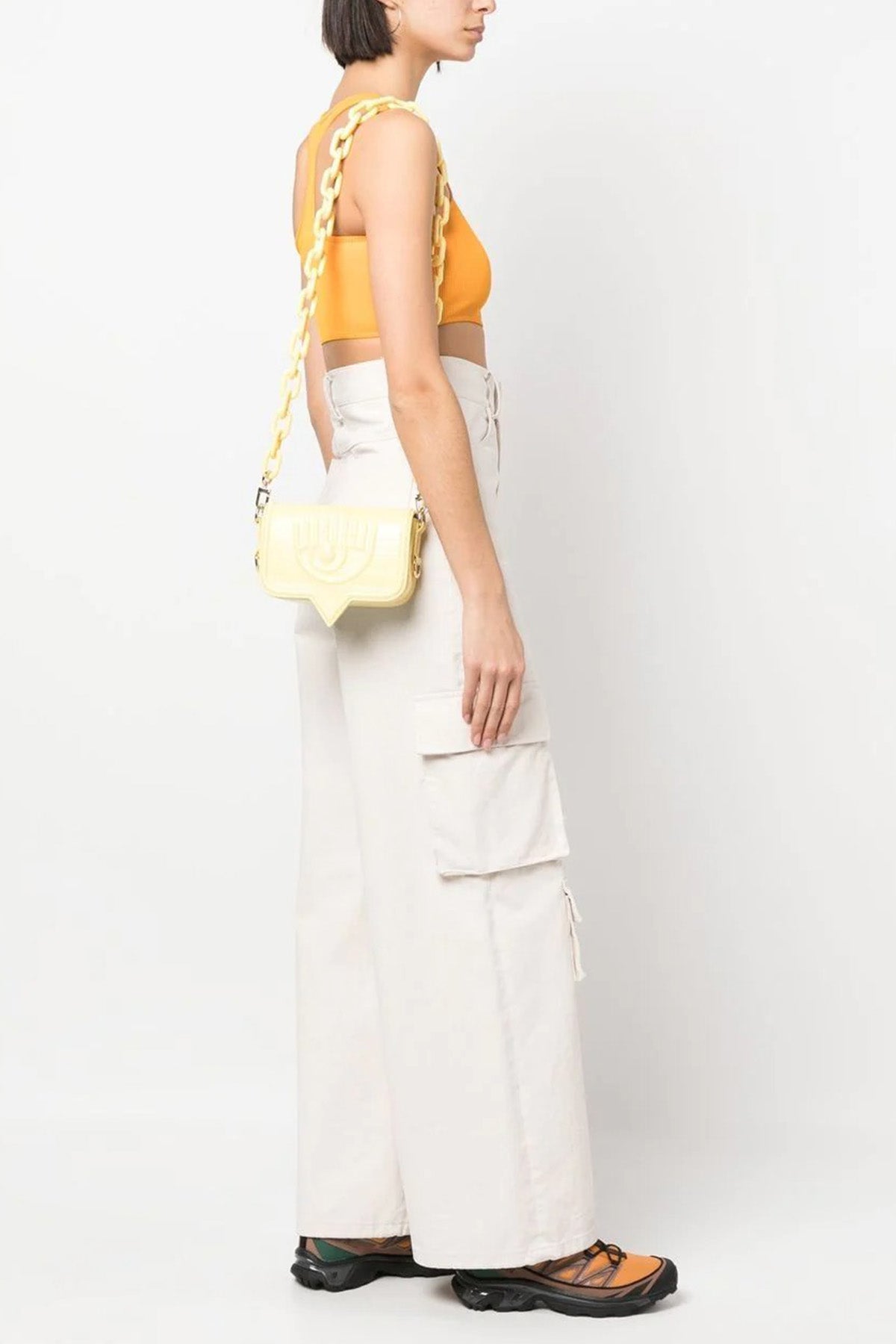 Chiara Ferragni Krokodil Baskılı Deri Göz Logolu Omuz Çantası-Libas Trendy Fashion Store