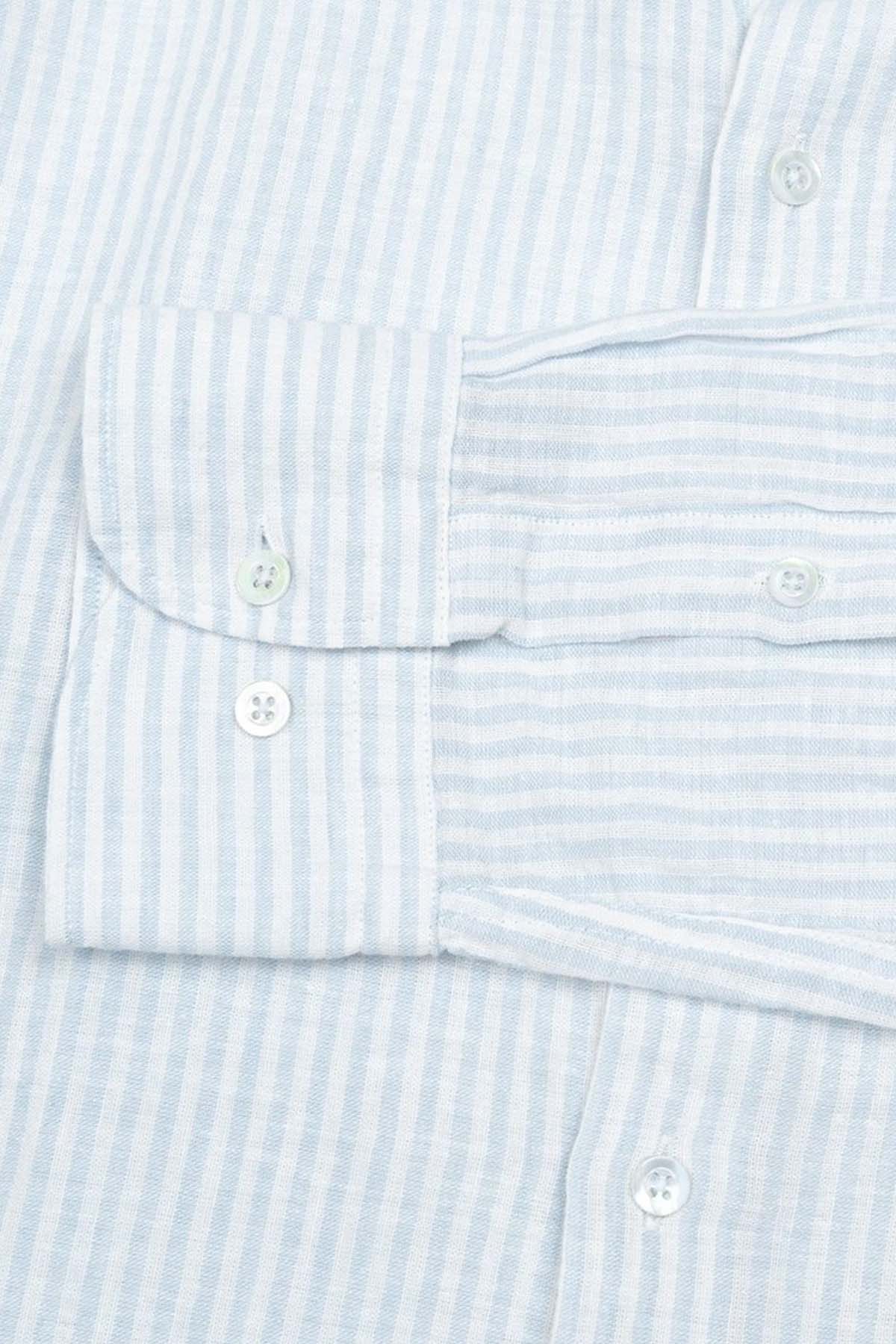 Bluemint Luca Stripey Custom Fit Keten Karışımlı Çizgili Gömlek-Libas Trendy Fashion Store