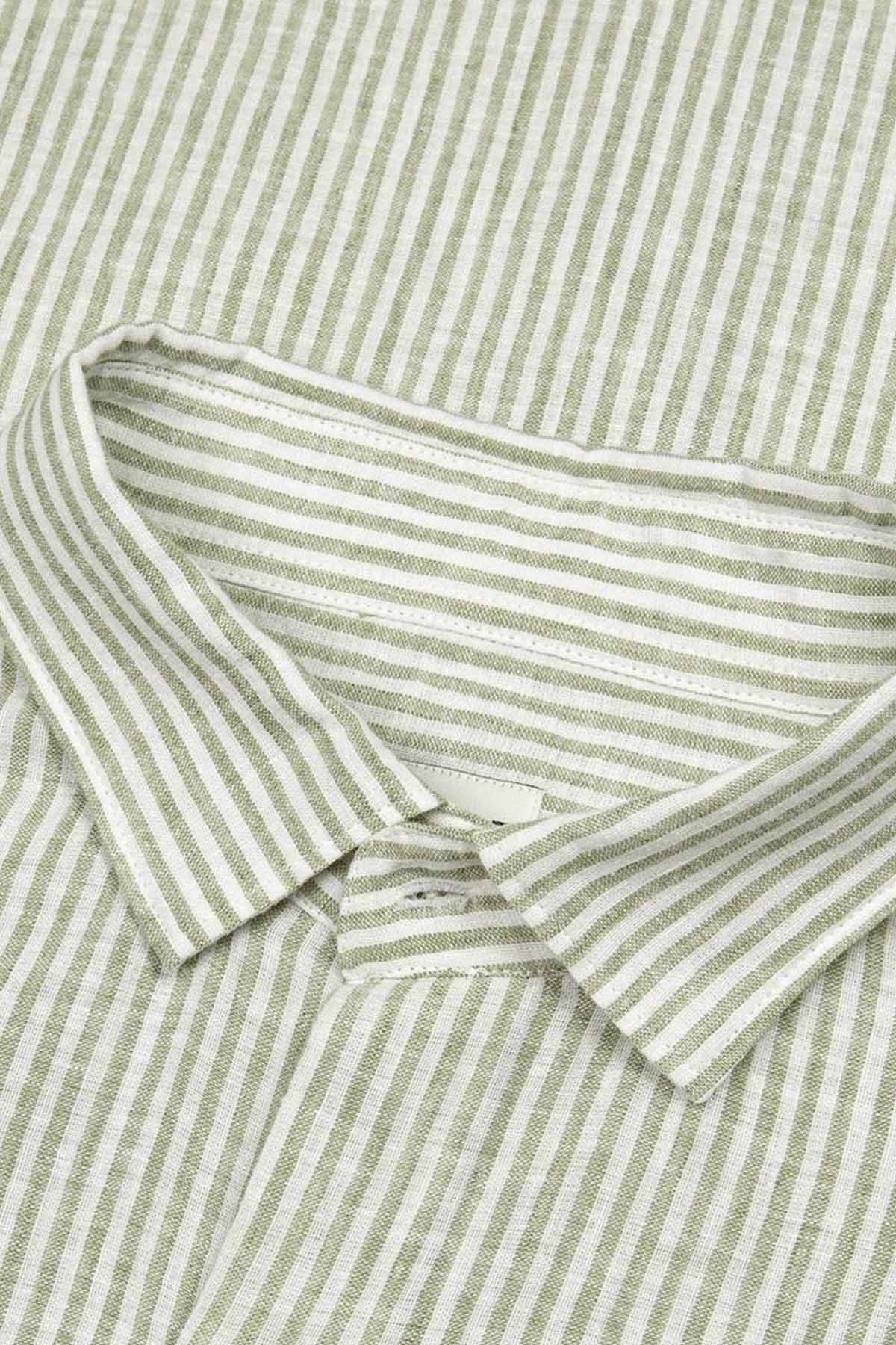 Bluemint Luca Stripey Custom Fit Keten Karışımlı Çizgili Gömlek-Libas Trendy Fashion Store