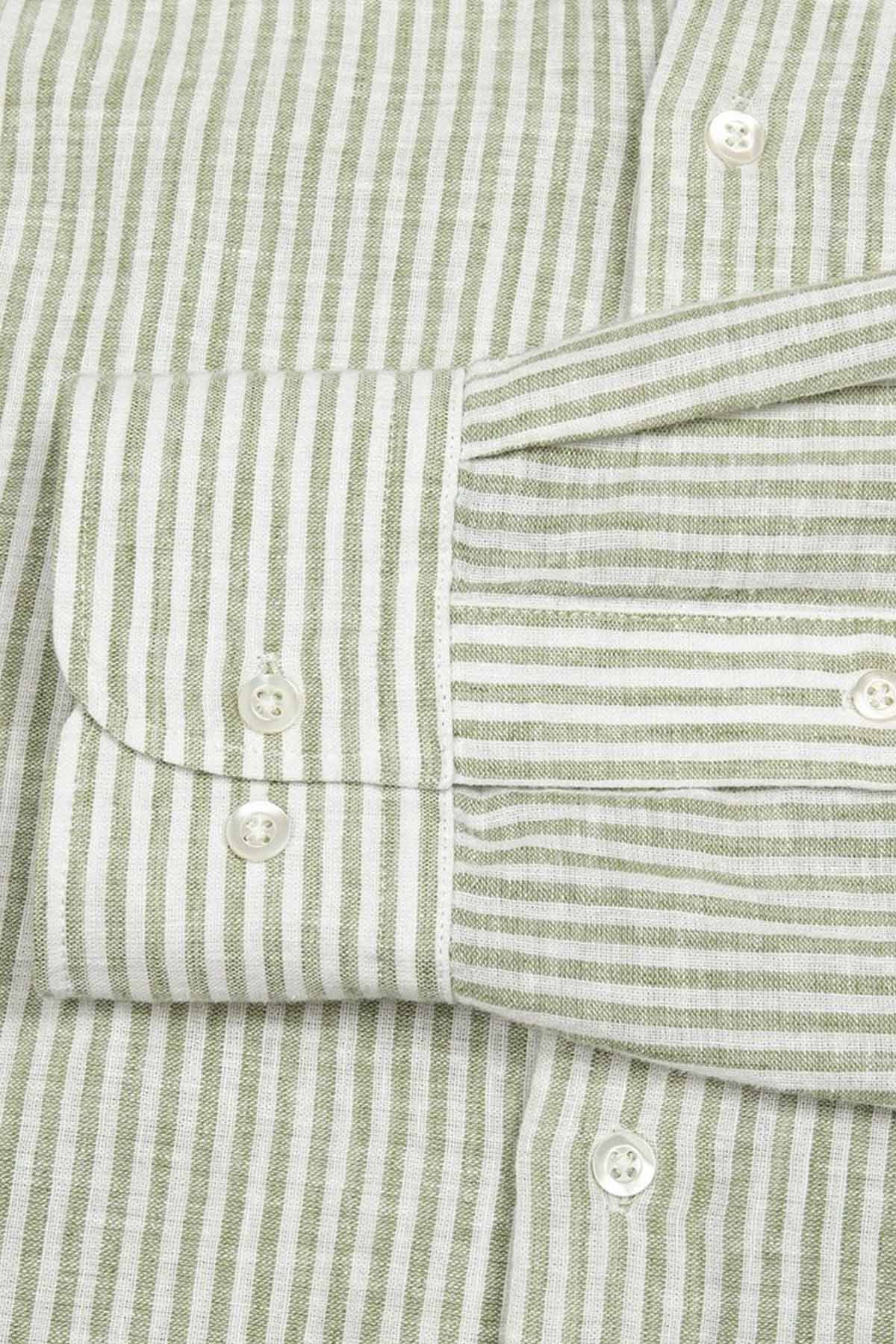 Bluemint Luca Stripey Custom Fit Keten Karışımlı Çizgili Gömlek-Libas Trendy Fashion Store