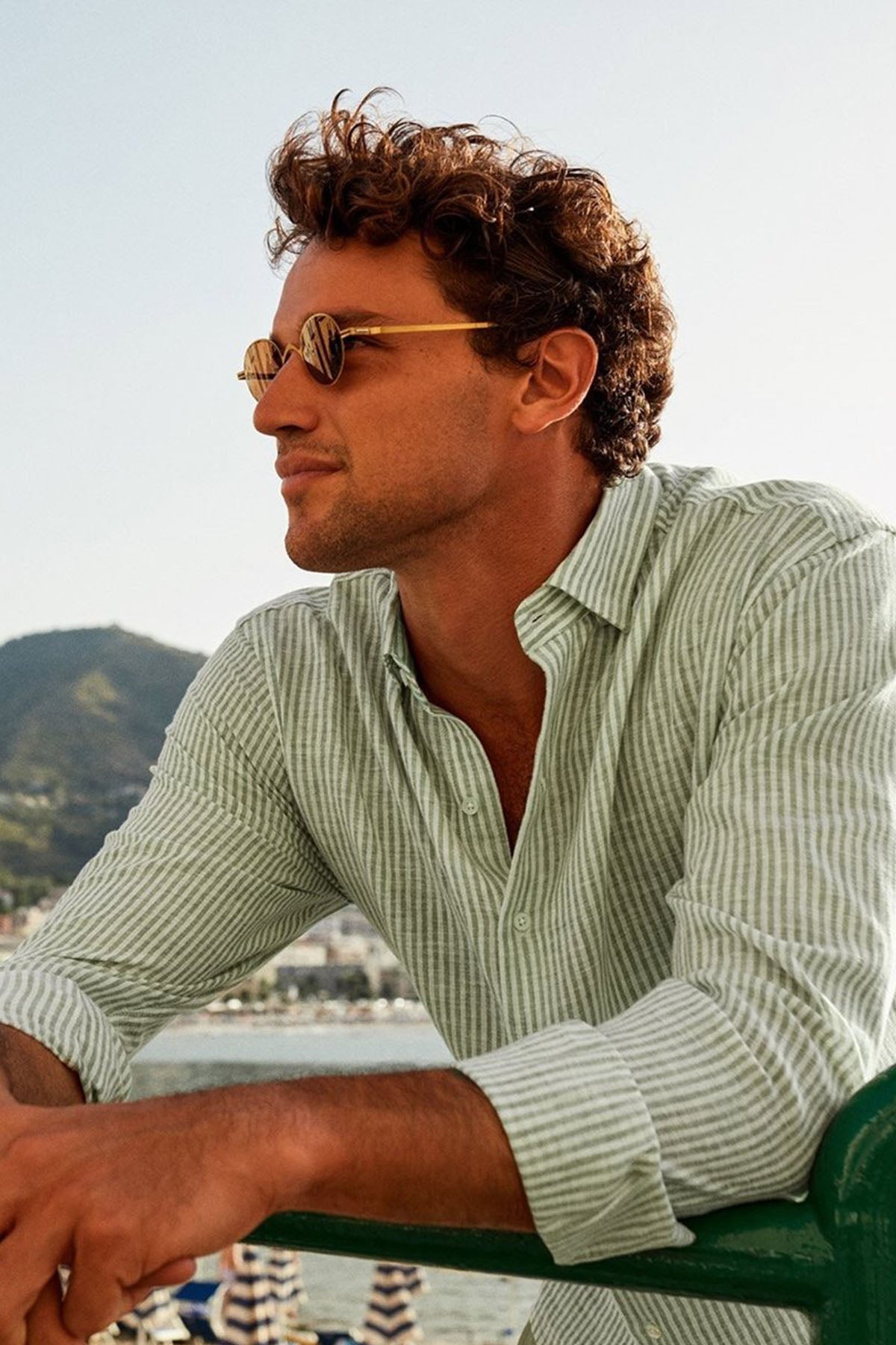 Bluemint Luca Stripey Custom Fit Keten Karışımlı Çizgili Gömlek-Libas Trendy Fashion Store