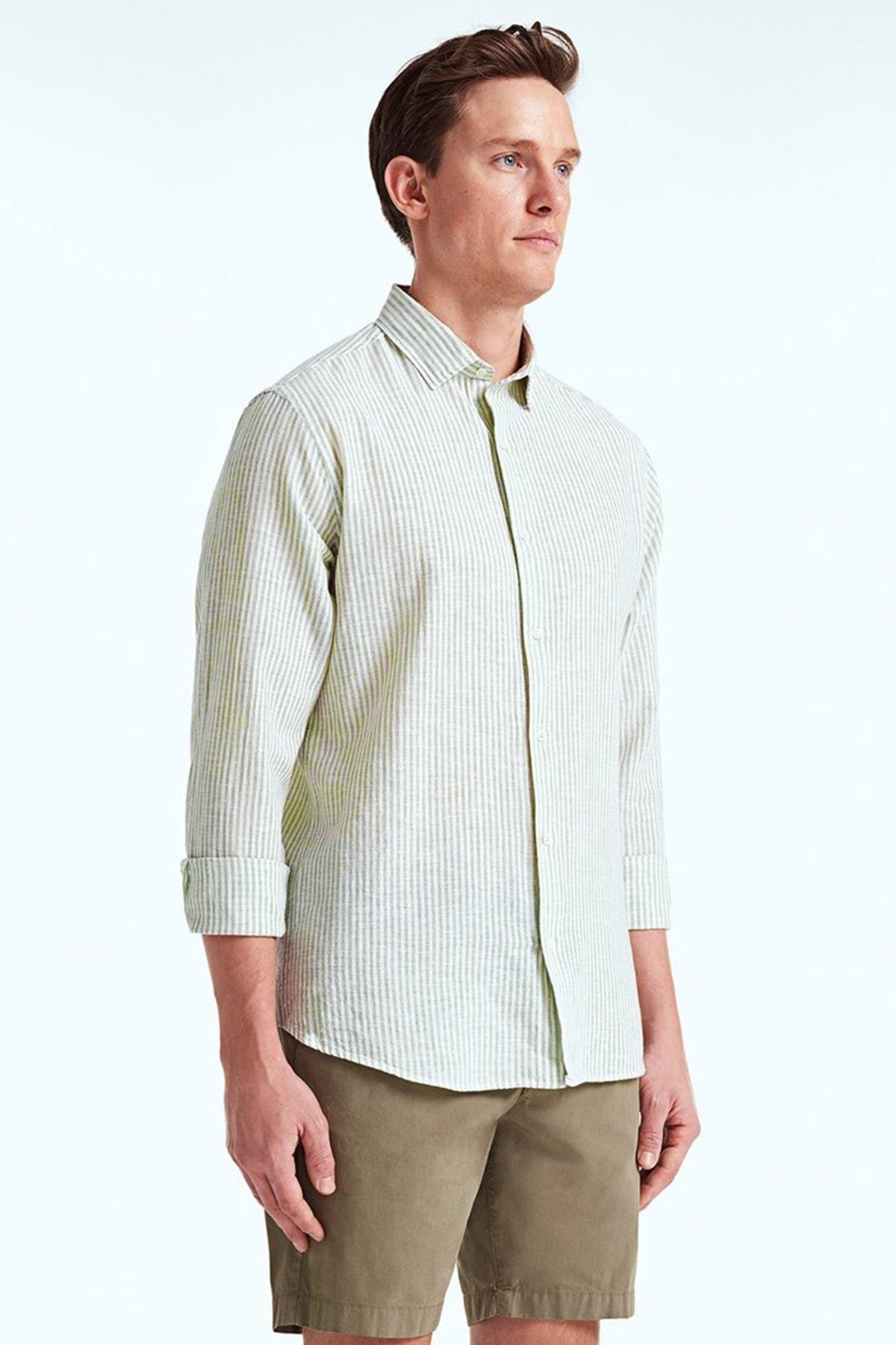 Bluemint Luca Stripey Custom Fit Keten Karışımlı Çizgili Gömlek-Libas Trendy Fashion Store