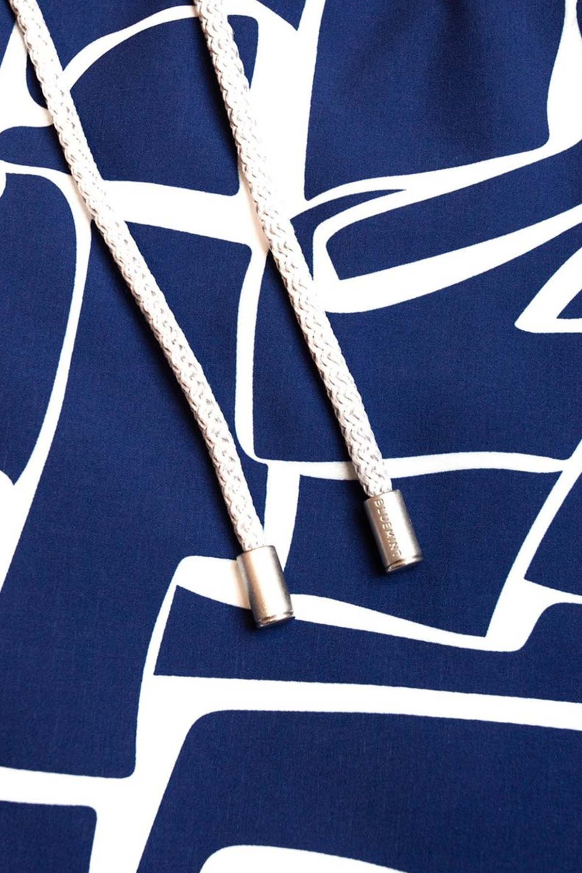 Bluemint Arthus Stretch Navy Blocks Şort Mayo-Libas Trendy Fashion Store