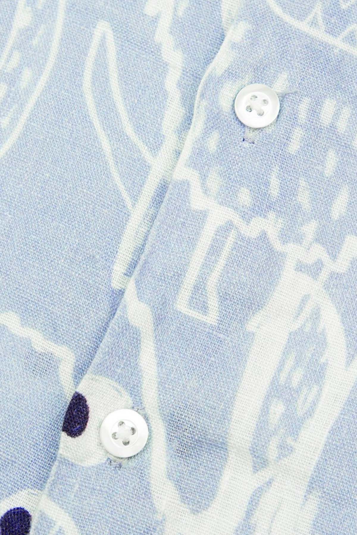 Bluemint Kids 2-6 Yaş Erkek Çocuk Peter Printed Blue Monster Keten Gömlek-Libas Trendy Fashion Store