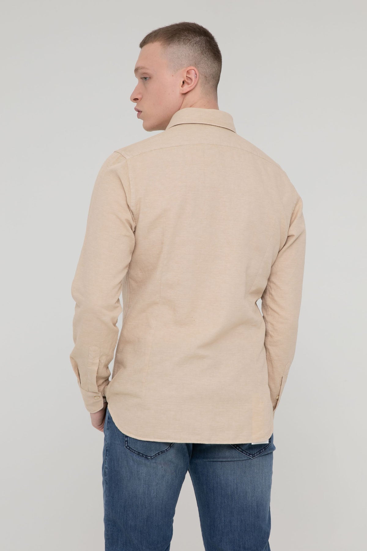 Tintoria Mattei Regular Fit İtalyan Yaka Yıkamalı Gömlek