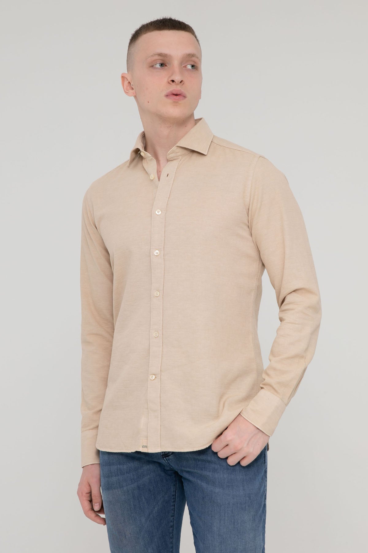 Tintoria Mattei Regular Fit İtalyan Yaka Yıkamalı Gömlek