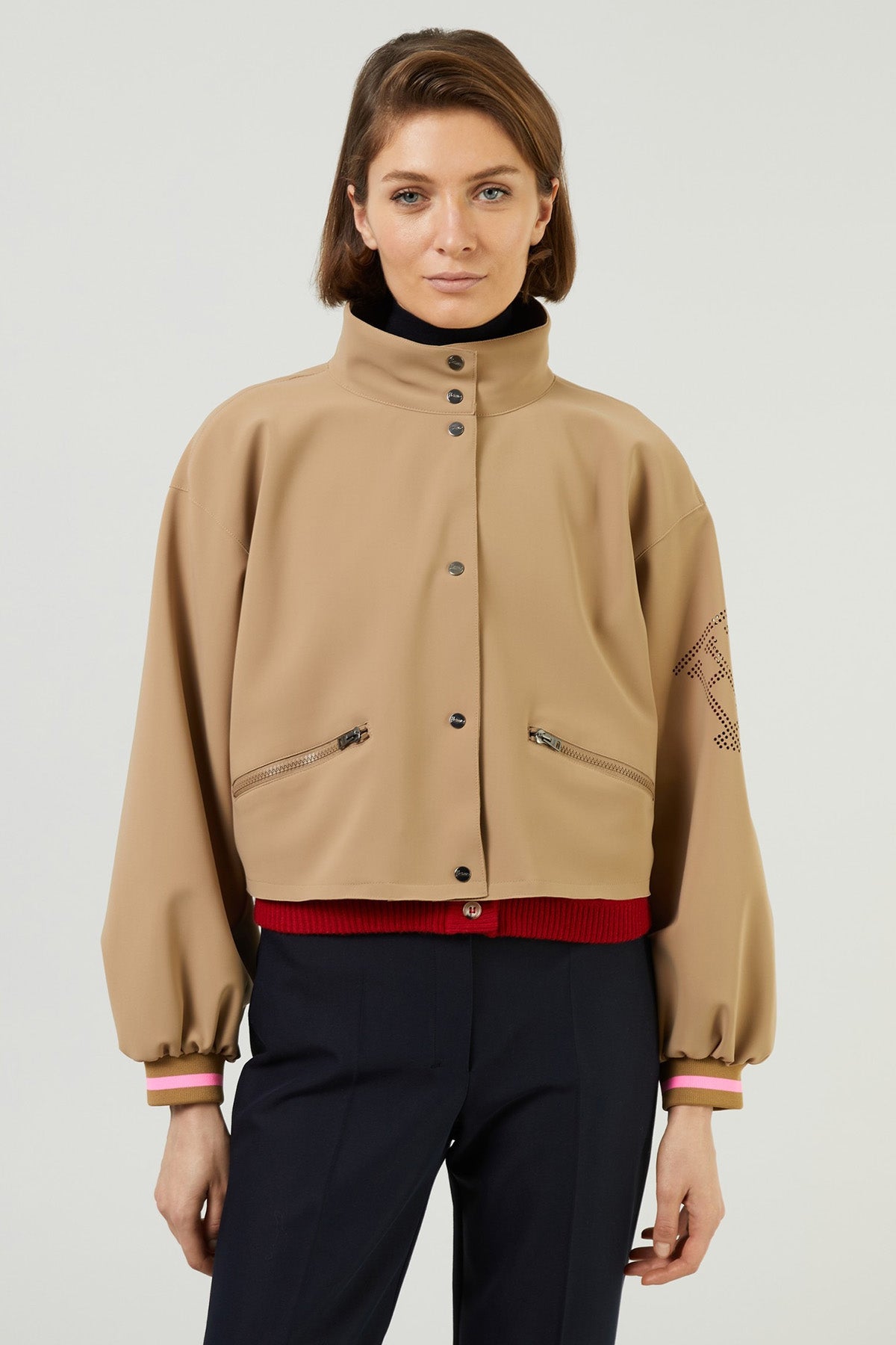 Herno Dik Yaka Crop Bomber Ceket-Libas Trendy Fashion Store