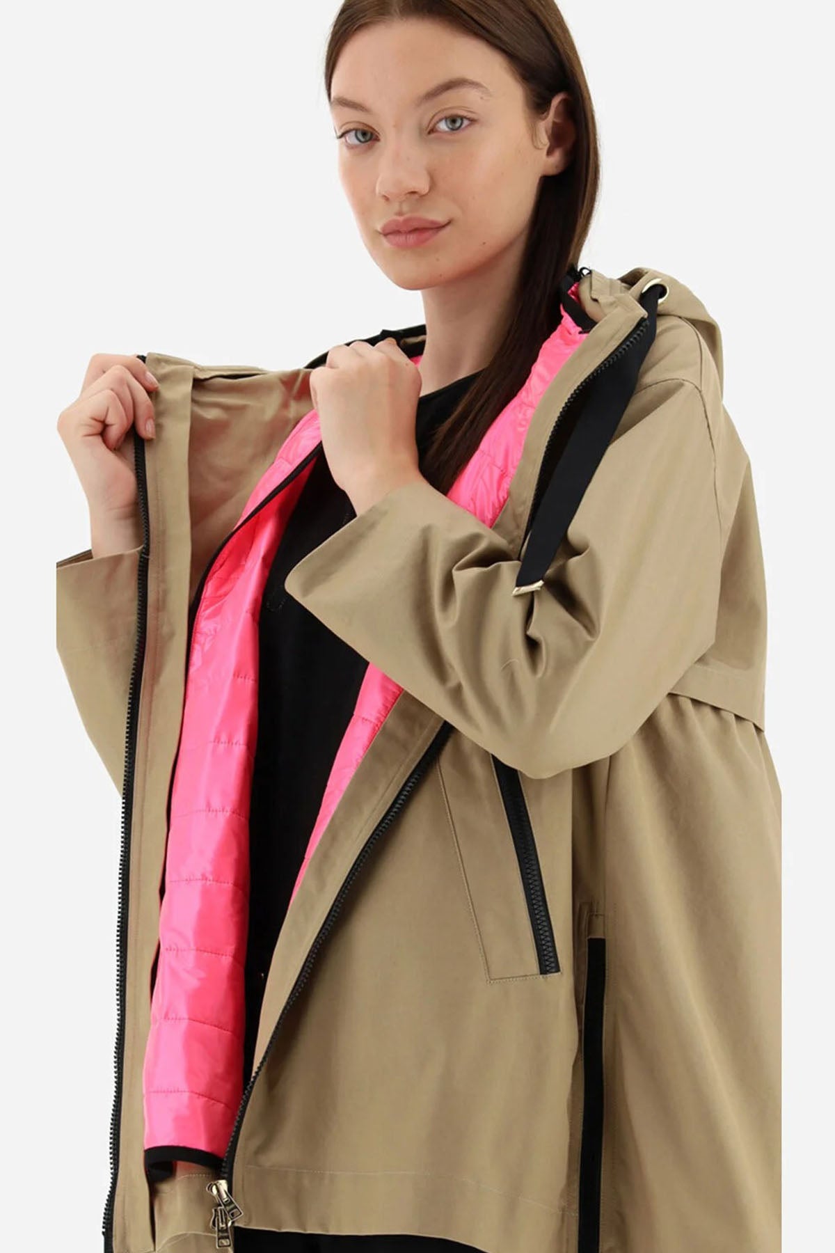 Herno Geniş Kesim Demonte Puffer İç Ceketli Kapüşonlu Trençkot-Libas Trendy Fashion Store