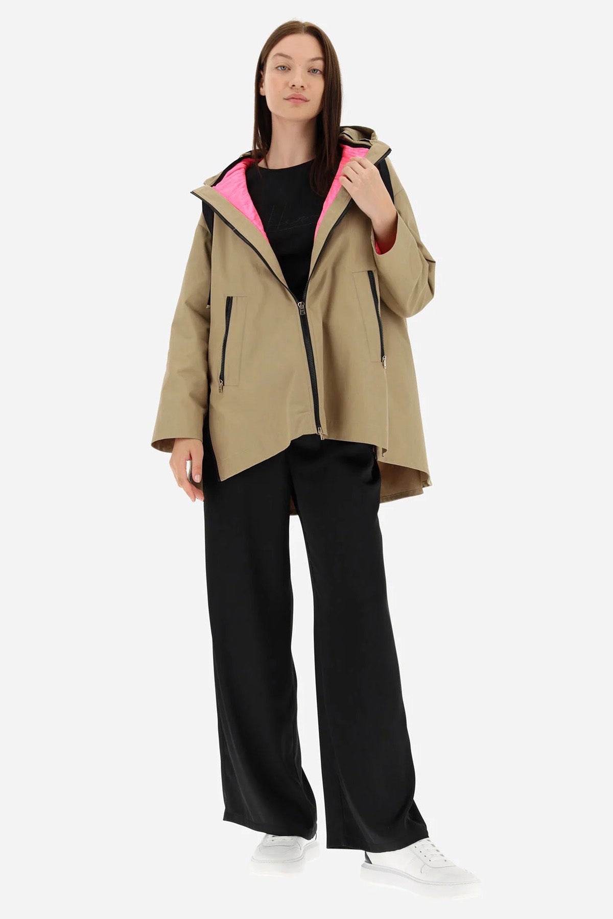 Herno Geniş Kesim Demonte Puffer İç Ceketli Kapüşonlu Trençkot-Libas Trendy Fashion Store