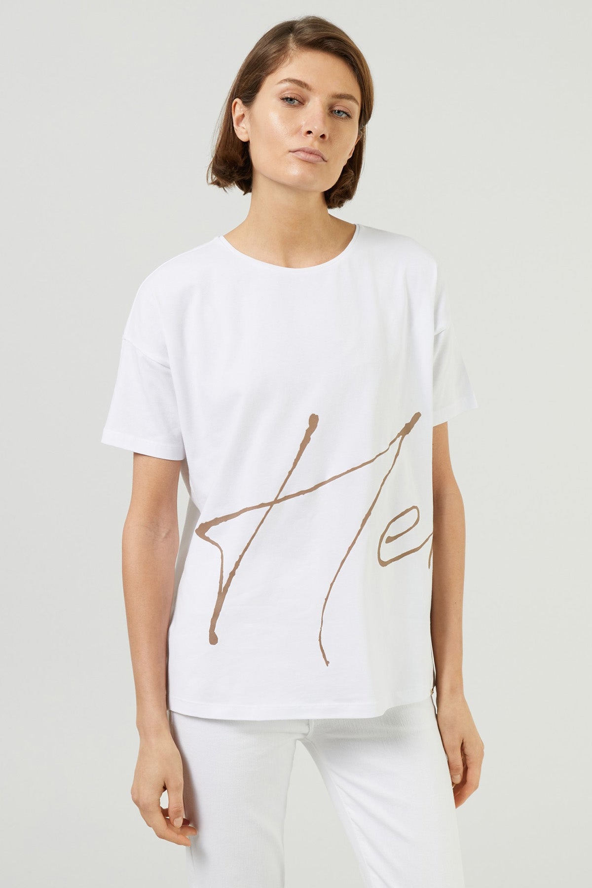 Herno Geniş Kesim Logolu T-shirt-Libas Trendy Fashion Store