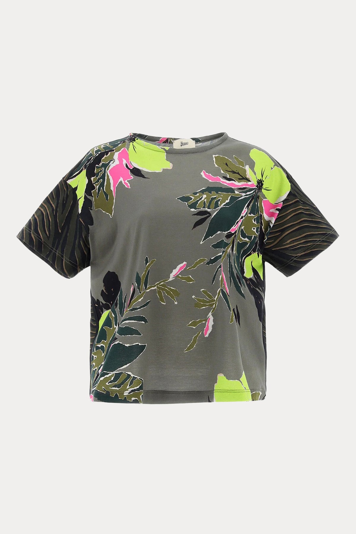 Herno Çiçek Baskılı Yuvarlak Yaka T-shirt-Libas Trendy Fashion Store