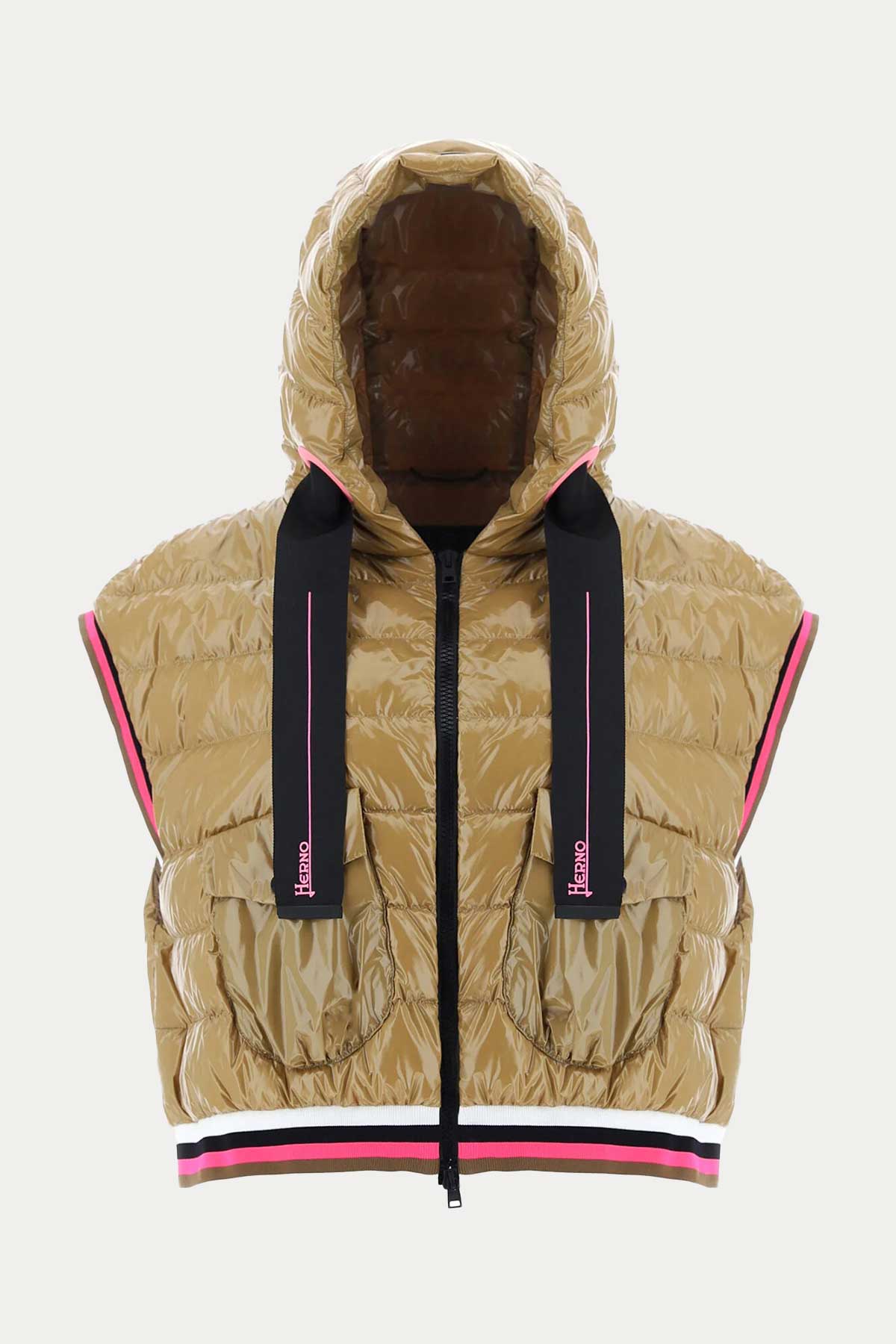 Herno Kapüşonlu Parlak Puffer Yelek-Libas Trendy Fashion Store