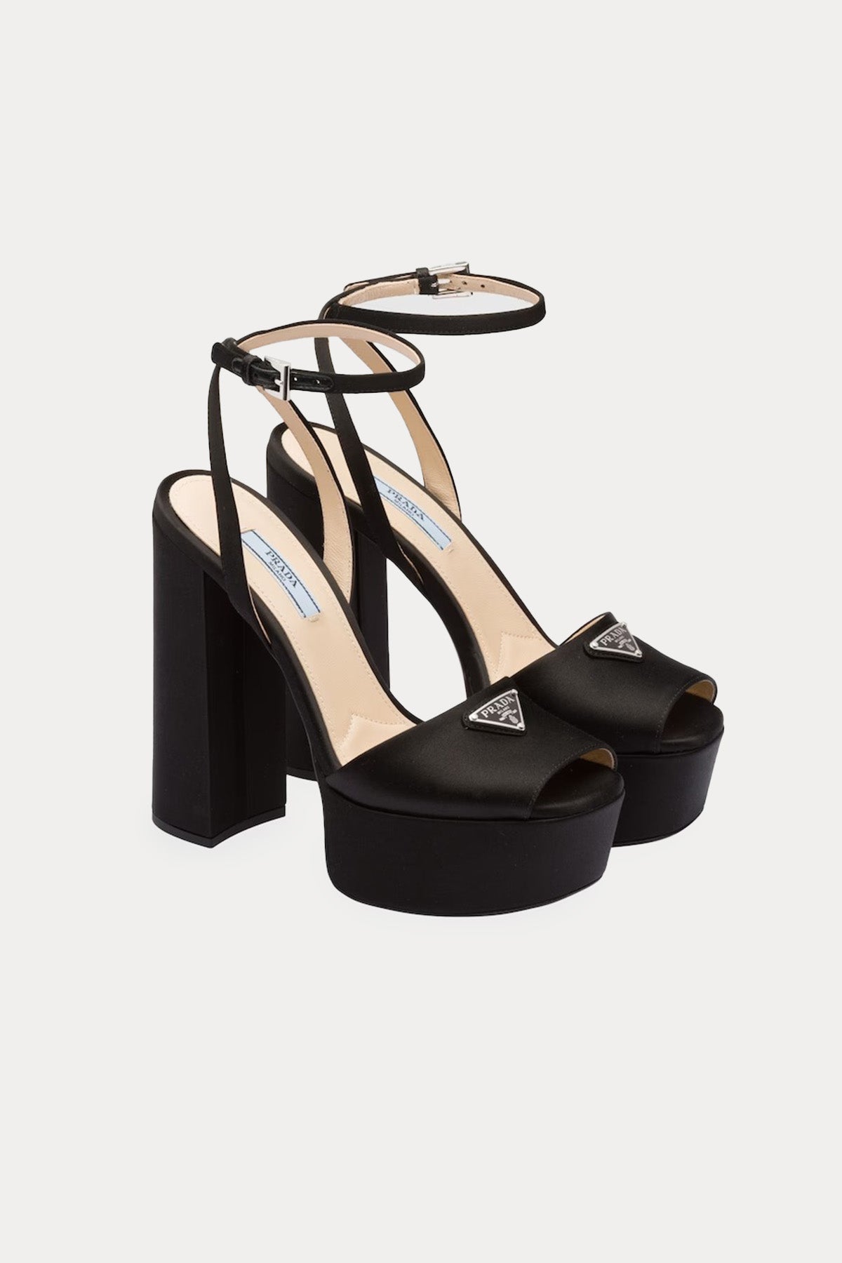 Prada Platformlu Saten Kaplamalı Küt Burun Topuklu Ayakkabı-Libas Trendy Fashion Store