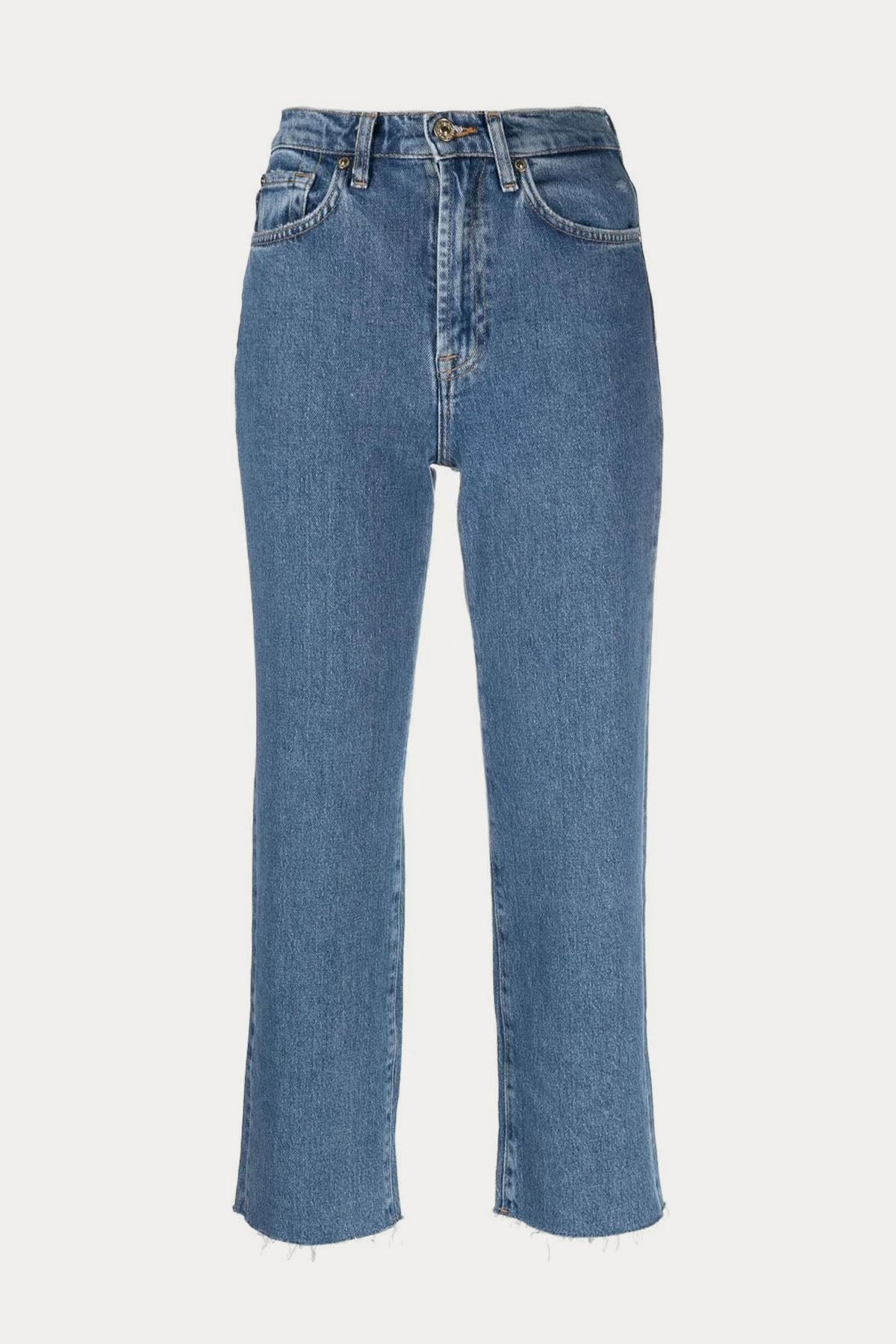 7 For All Mankind Logan Stovepipe Yüksek Bel Crop Paça Jeans-Libas Trendy Fashion Store