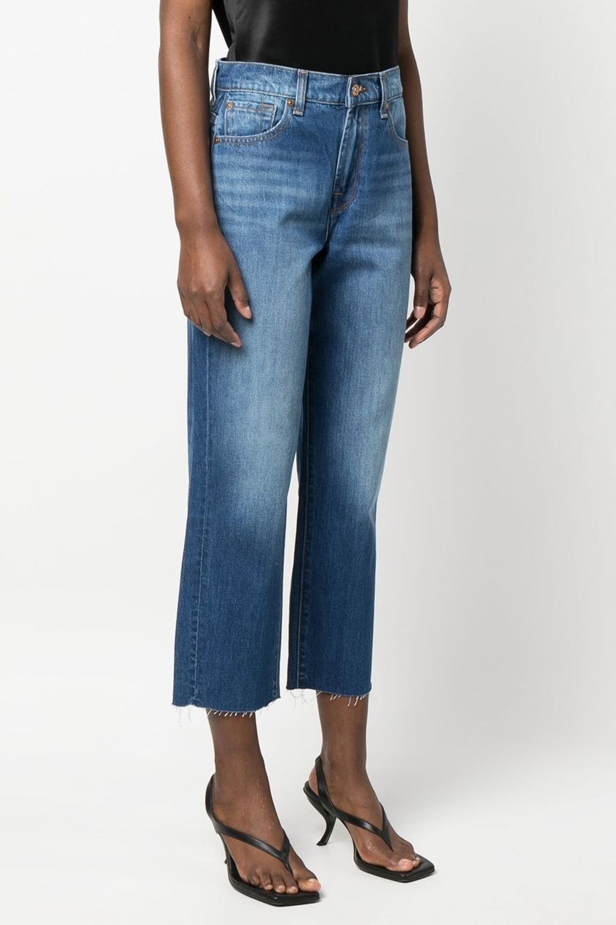 7 For All Mankind Modern Straight Fit Yüksek Bel Crop Paça Jeans-Libas Trendy Fashion Store