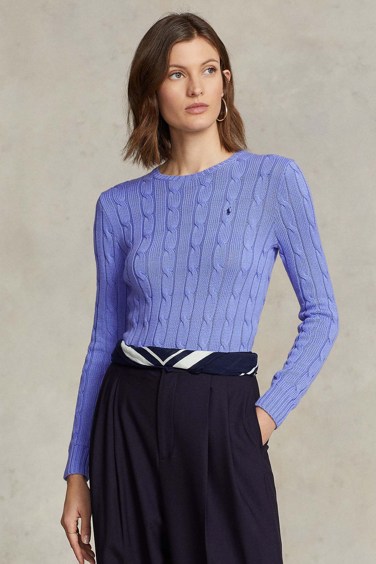 Polo Ralph Lauren Pima Cotton Slim Fit Yuvarlak Yaka Saç Örgü Triko-Libas Trendy Fashion Store