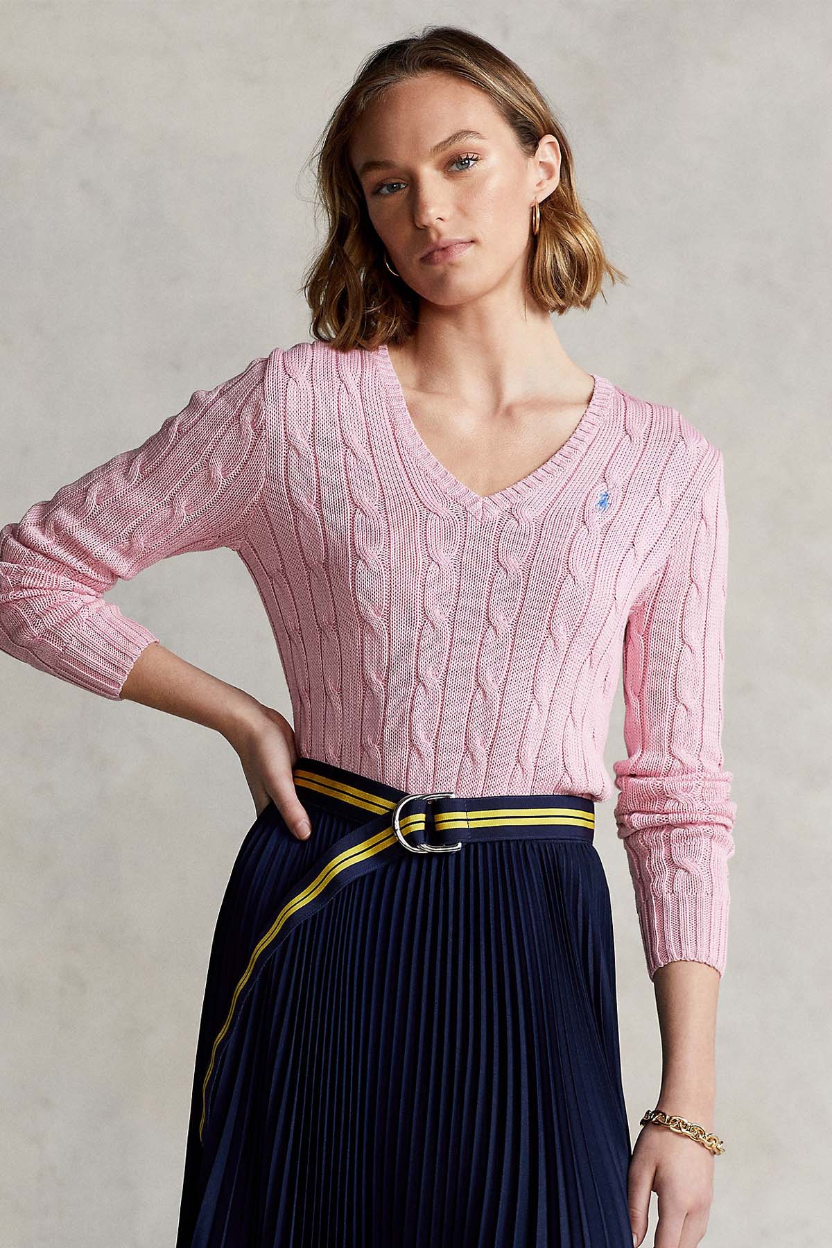 Polo Ralph Lauren Pima Cotton Slim Fit V Yaka Saç Örgü Triko-Libas Trendy Fashion Store