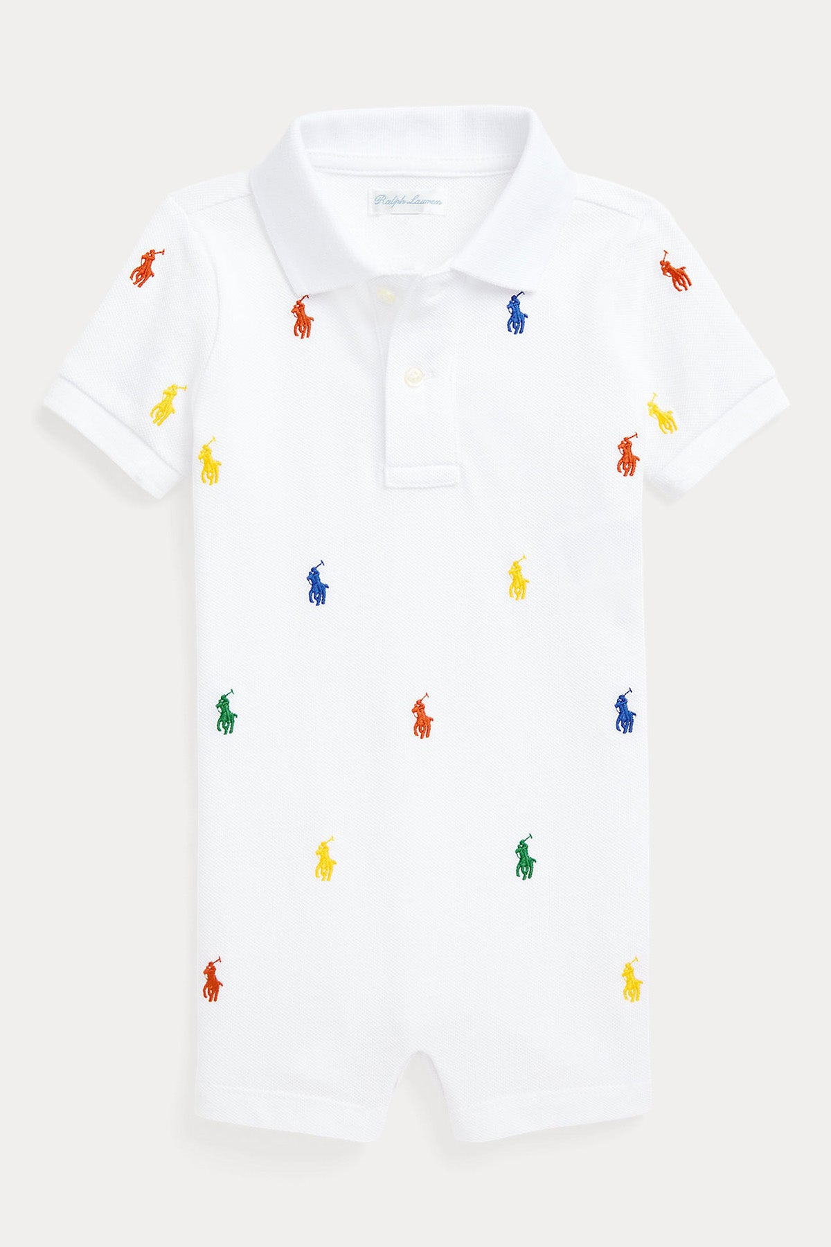 Polo Ralph Lauren Kids 9-12 Aylık Unisex Bebek Multi Logo Polo Yaka Tulum-Libas Trendy Fashion Store