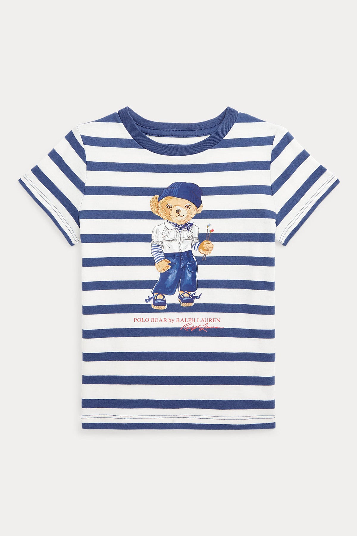 Polo Ralph Lauren Kids 5 Yaş Kız Çocuk Çizgili Polo Bear T-shirt-Libas Trendy Fashion Store