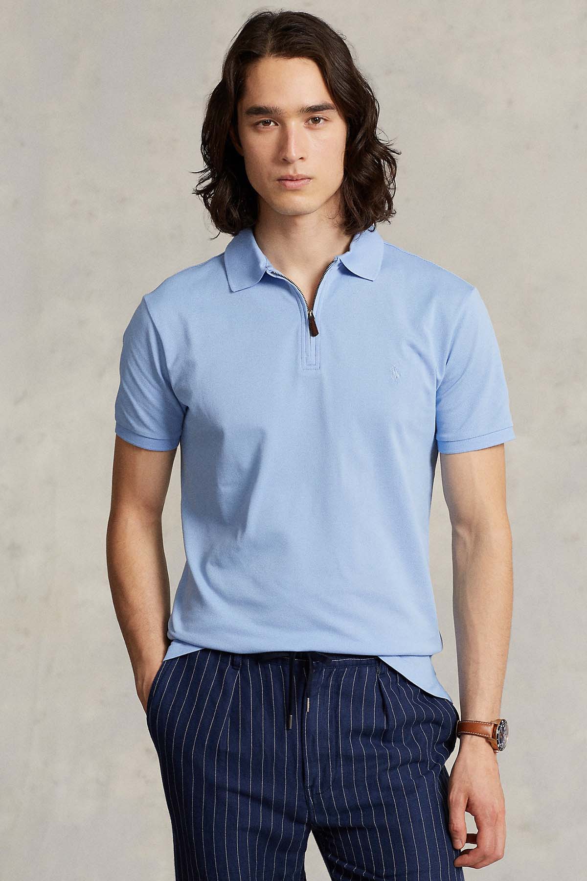 Polo Ralph Lauren Custom Slim Fit Stretch Mesh Fermuarlı Polo Yaka T-shirt-Libas Trendy Fashion Store