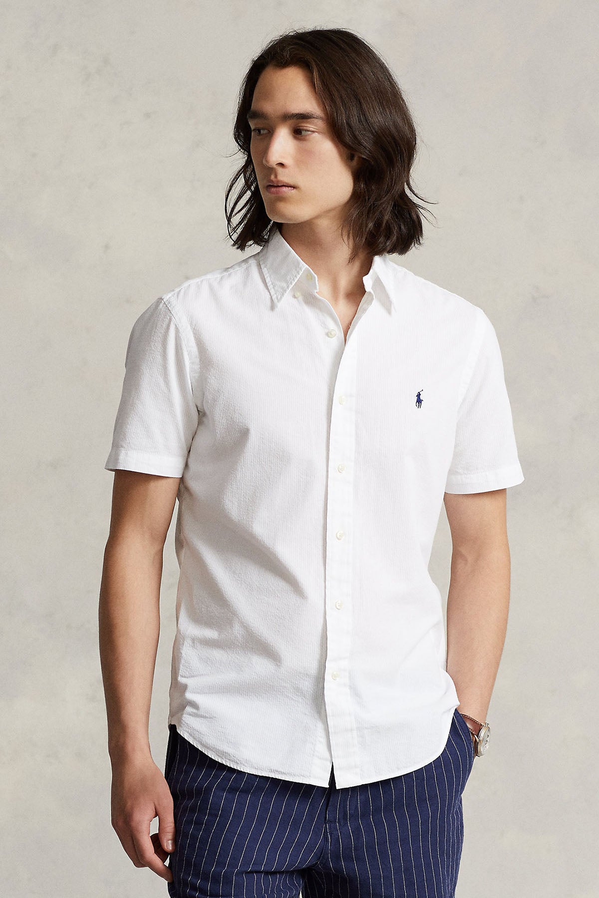 Polo Ralph Lauren Custom Fit Kırışmaz Gofre Kumaş Kısa Kollu Gömlek-Libas Trendy Fashion Store