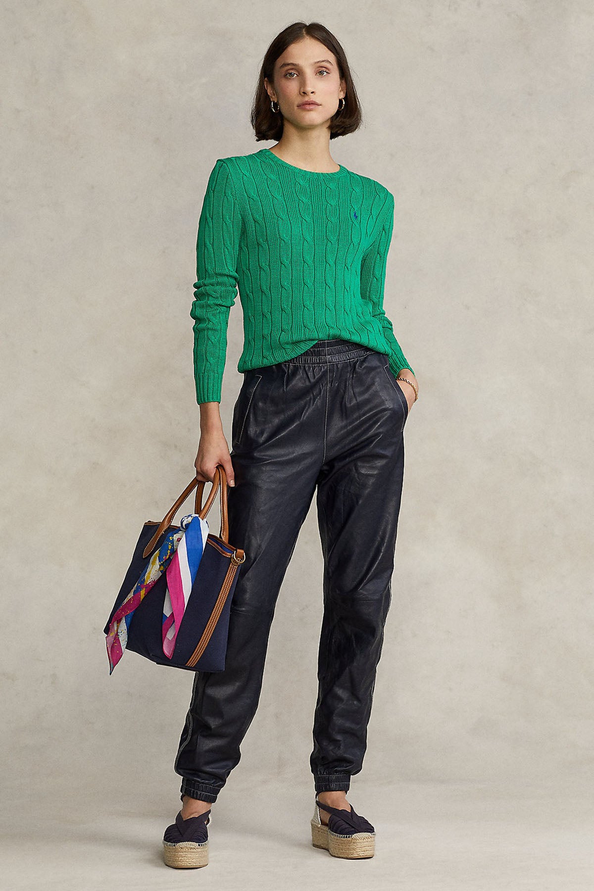 Polo Ralph Lauren Pima Cotton Slim Fit Yuvarlak Yaka Saç Örgü Triko-Libas Trendy Fashion Store