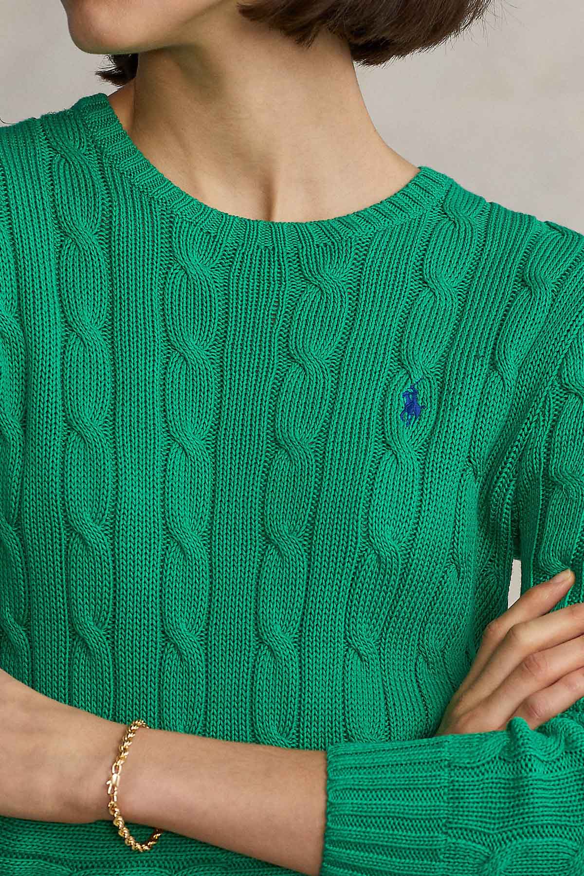 Polo Ralph Lauren Pima Cotton Slim Fit Yuvarlak Yaka Saç Örgü Triko-Libas Trendy Fashion Store