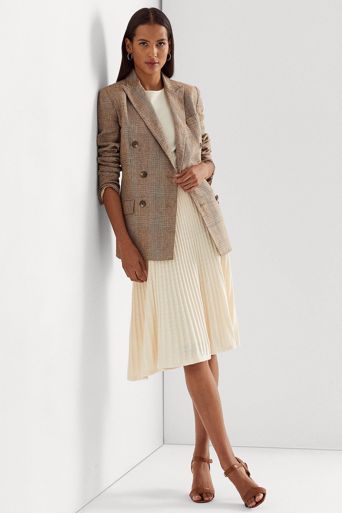 Polo Ralph Lauren Dizüstü Keten Karışımlı Piliseli Etek-Libas Trendy Fashion Store